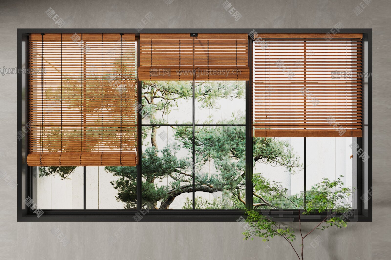 新中式百叶帘模型SU模型下载[ID:111428681]_建E室内设计网