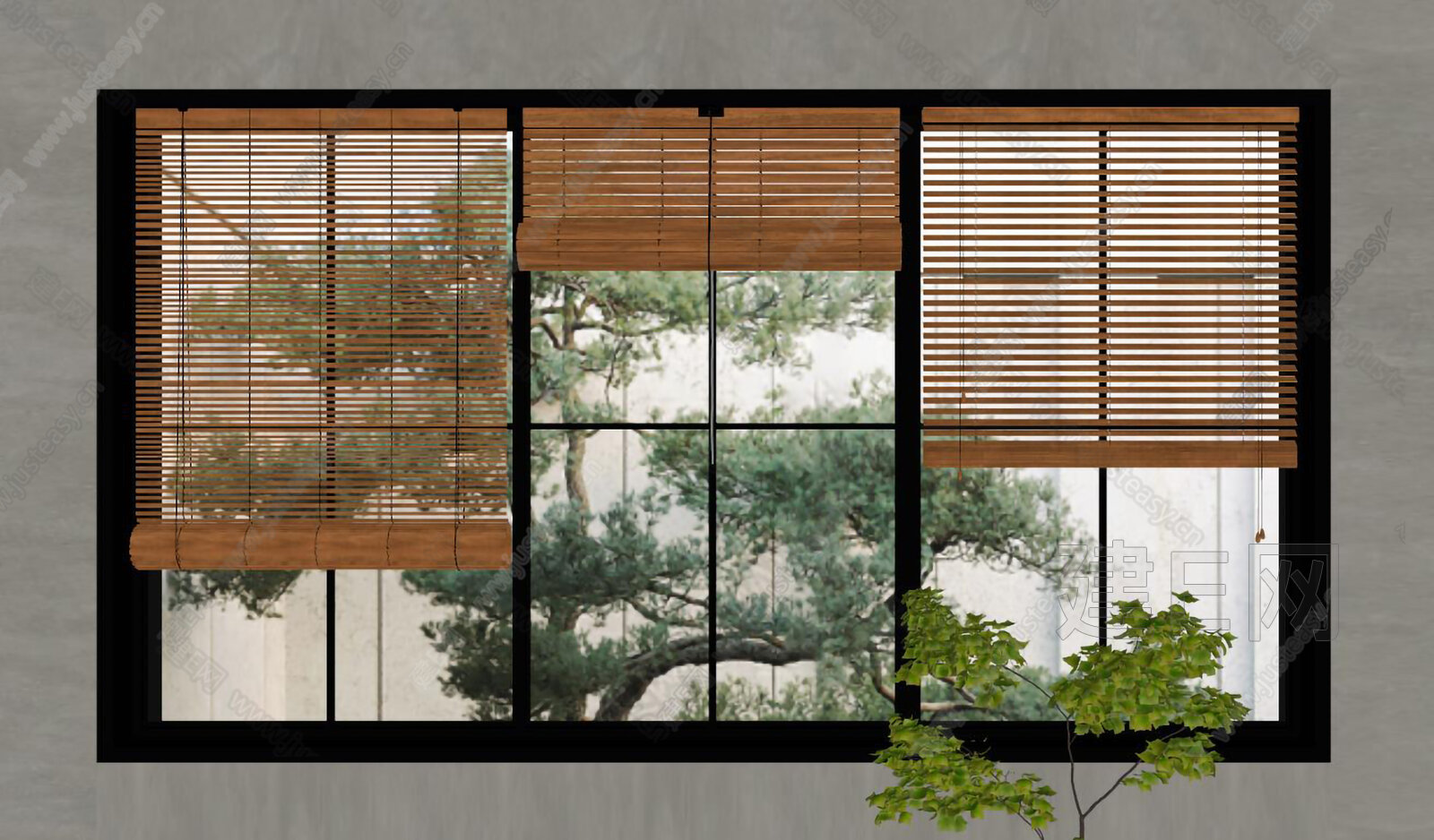 新中式百叶帘模型SU模型下载[ID:111428681]_建E室内设计网