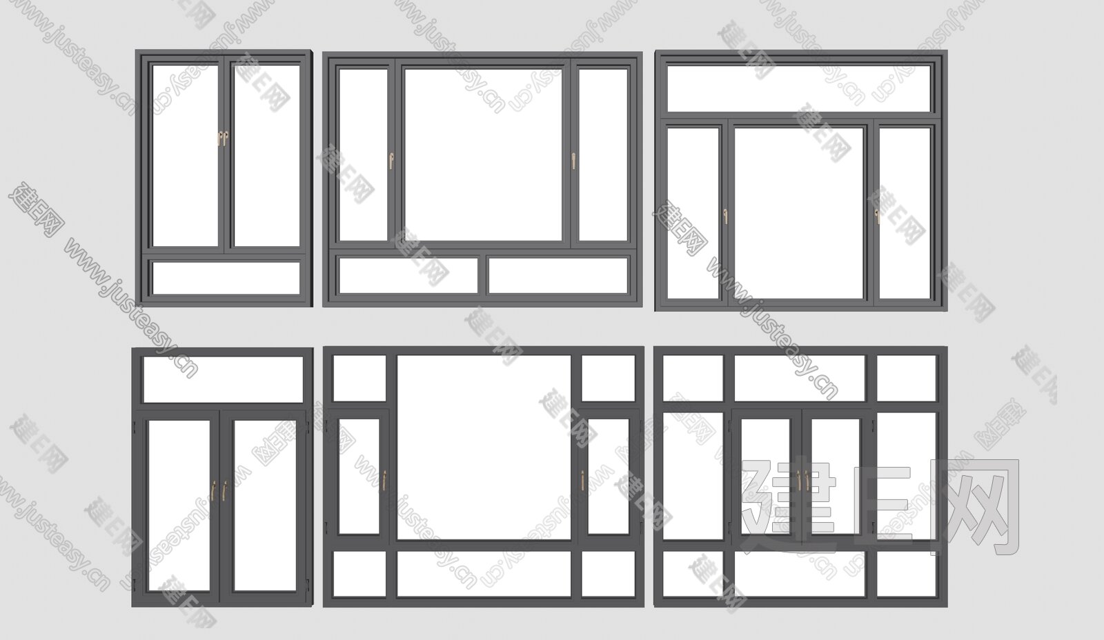 现代窗户su模型下载