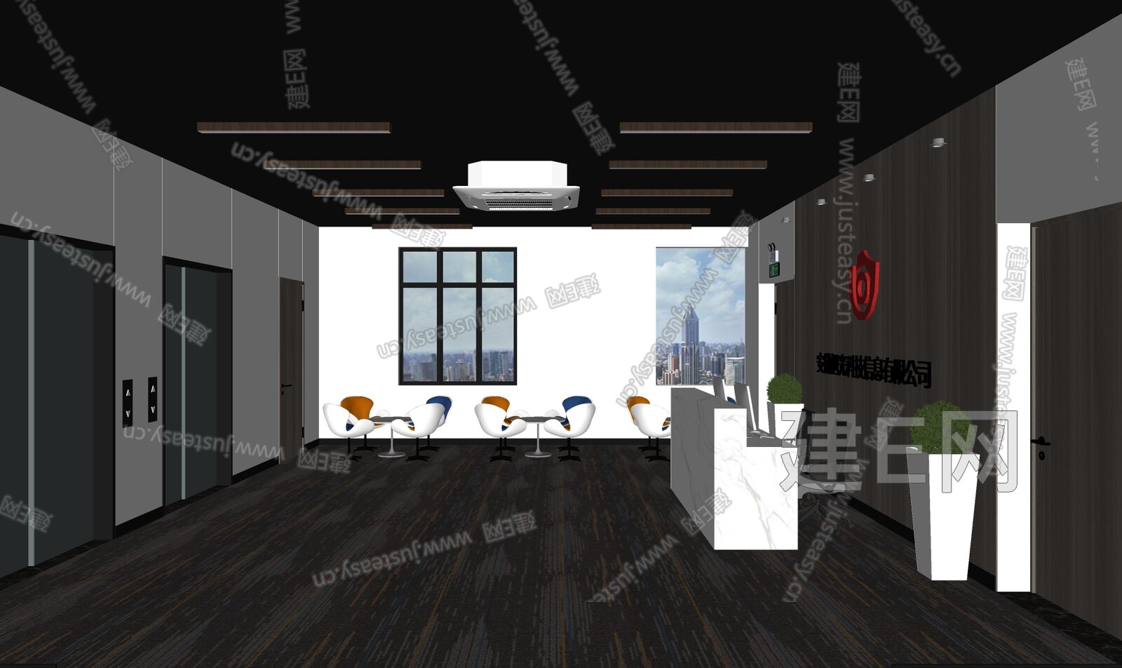 现代公司前台模型SU模型下载[ID:112149679]_建e网su模型