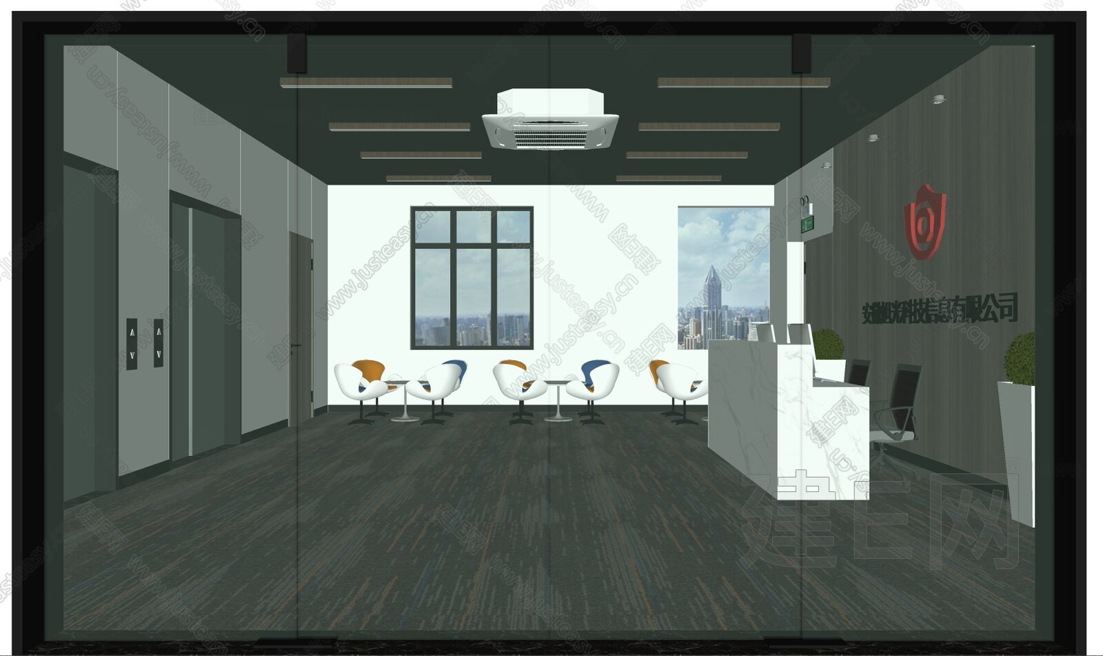 现代公司前台模型SU模型下载[ID:112149679]_建e网su模型