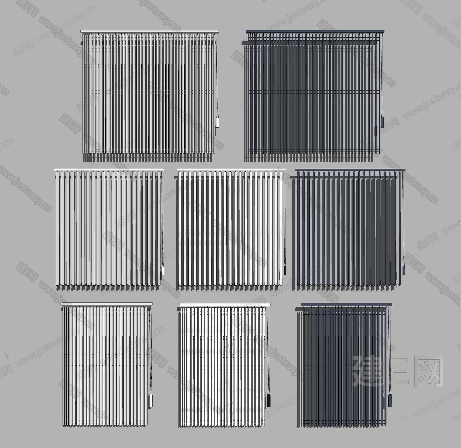 现代百叶帘模型SU模型下载[ID:111887534]_建e网su模型