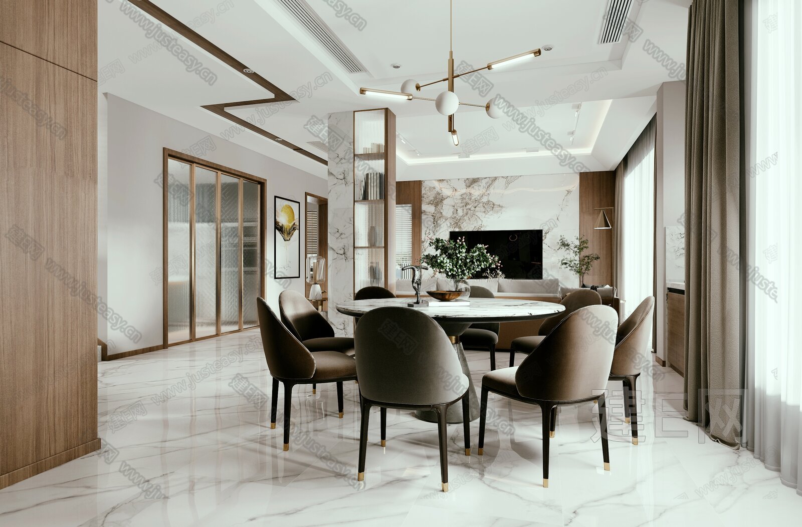现代餐厅模型SU模型下载[ID:109463185]_建e网su模型