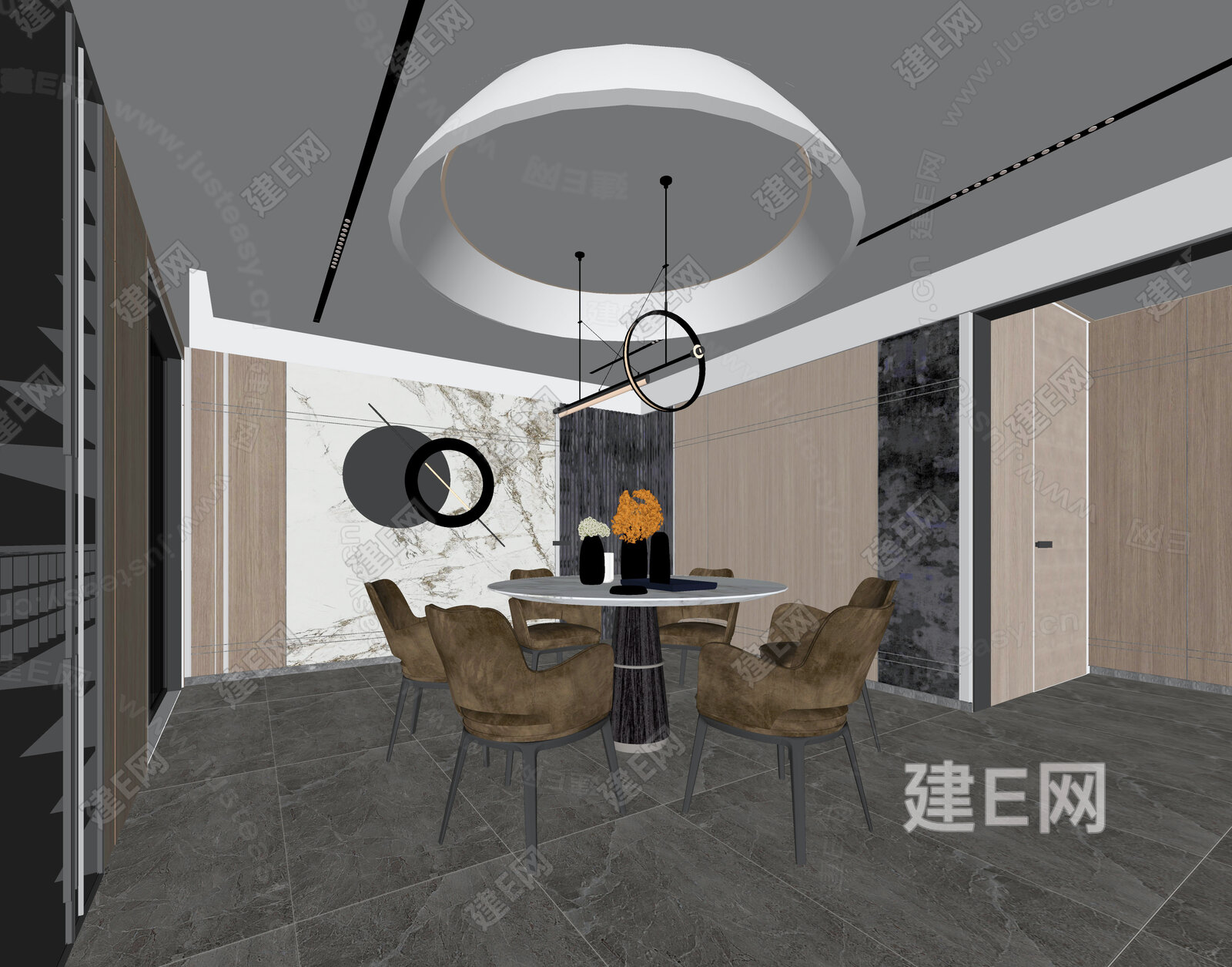 现代餐厅模型SU模型下载[ID:112608511]_建e网su模型
