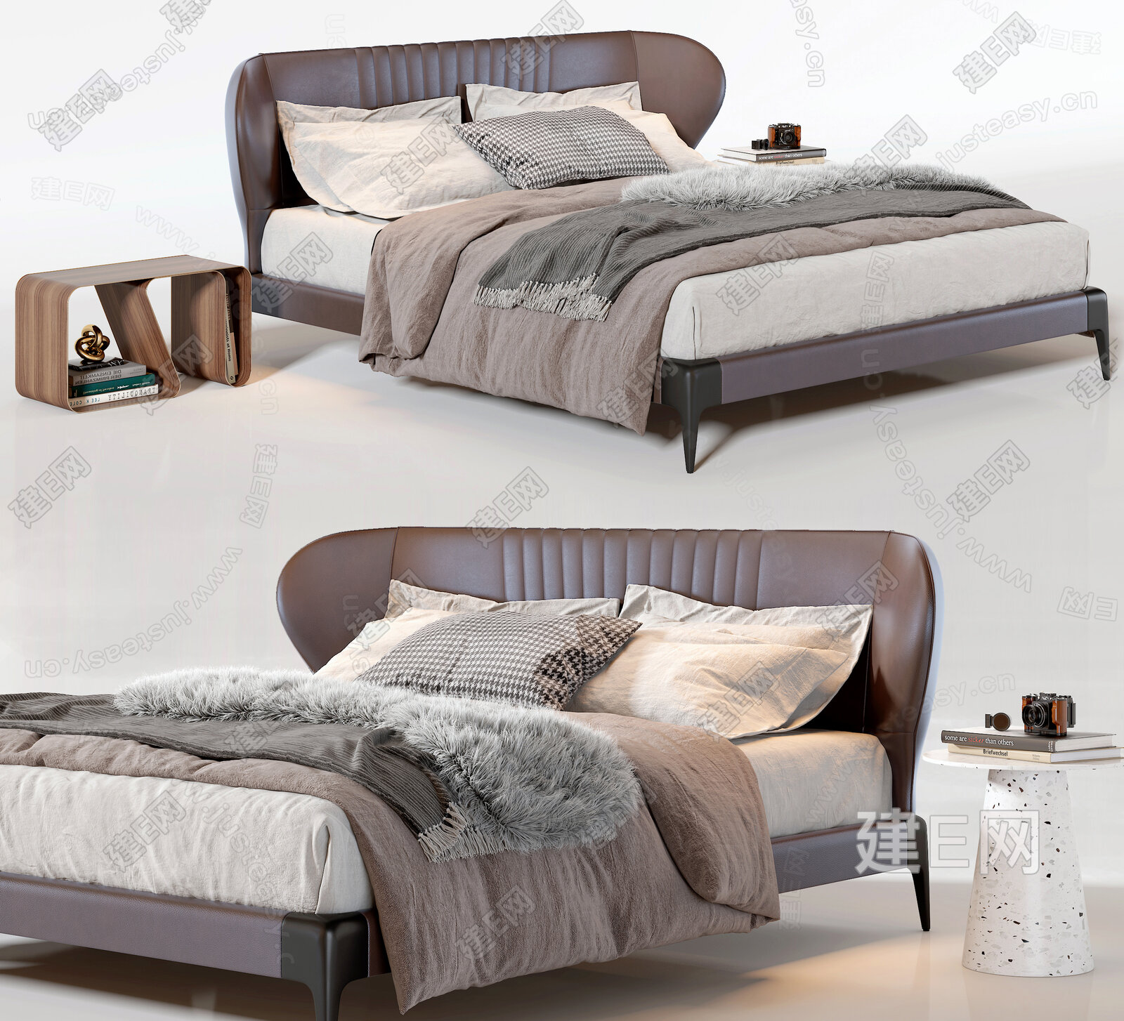 现代双人床3d模型