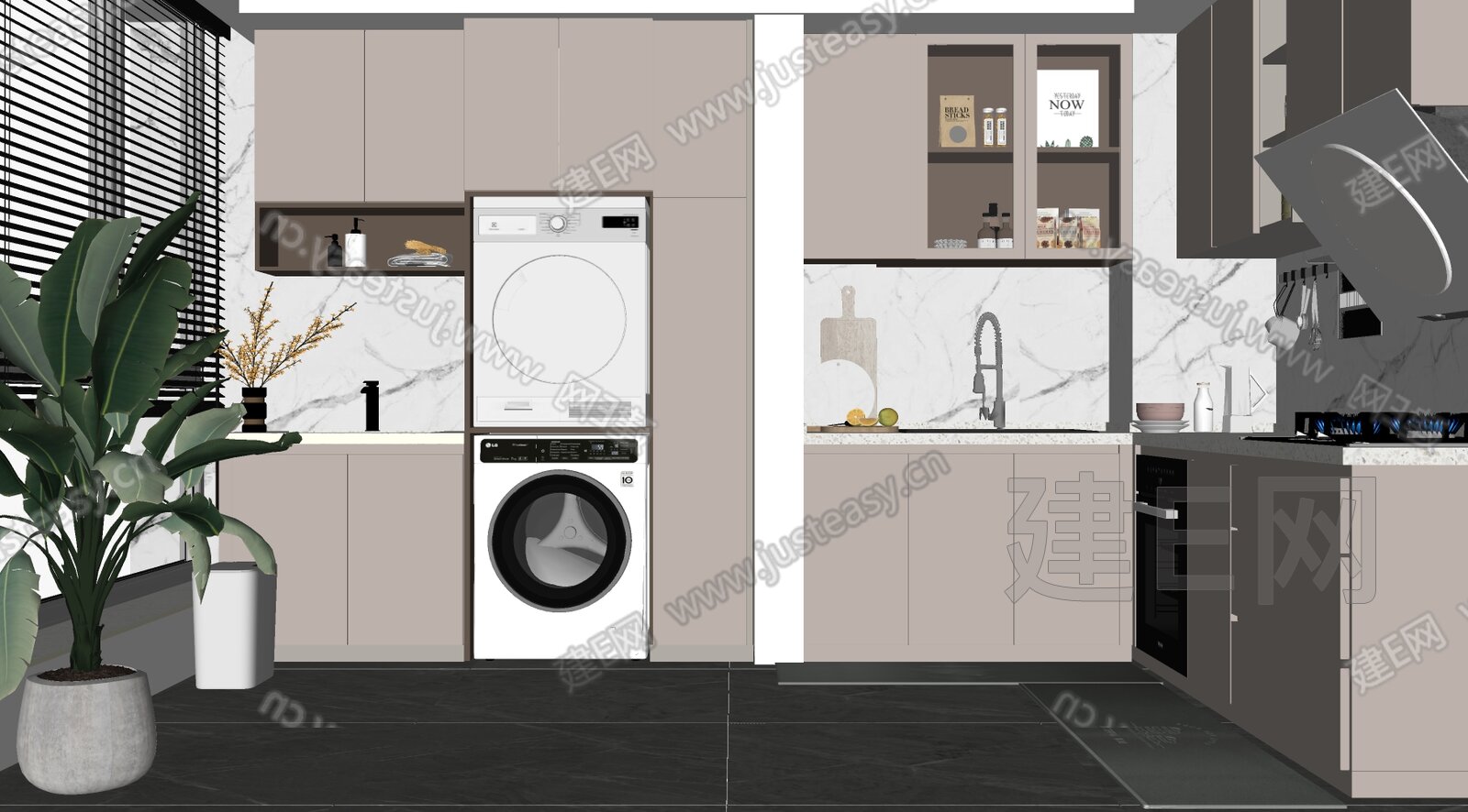 现代厨房模型SU模型下载[ID:112739335]_建E室内设计网