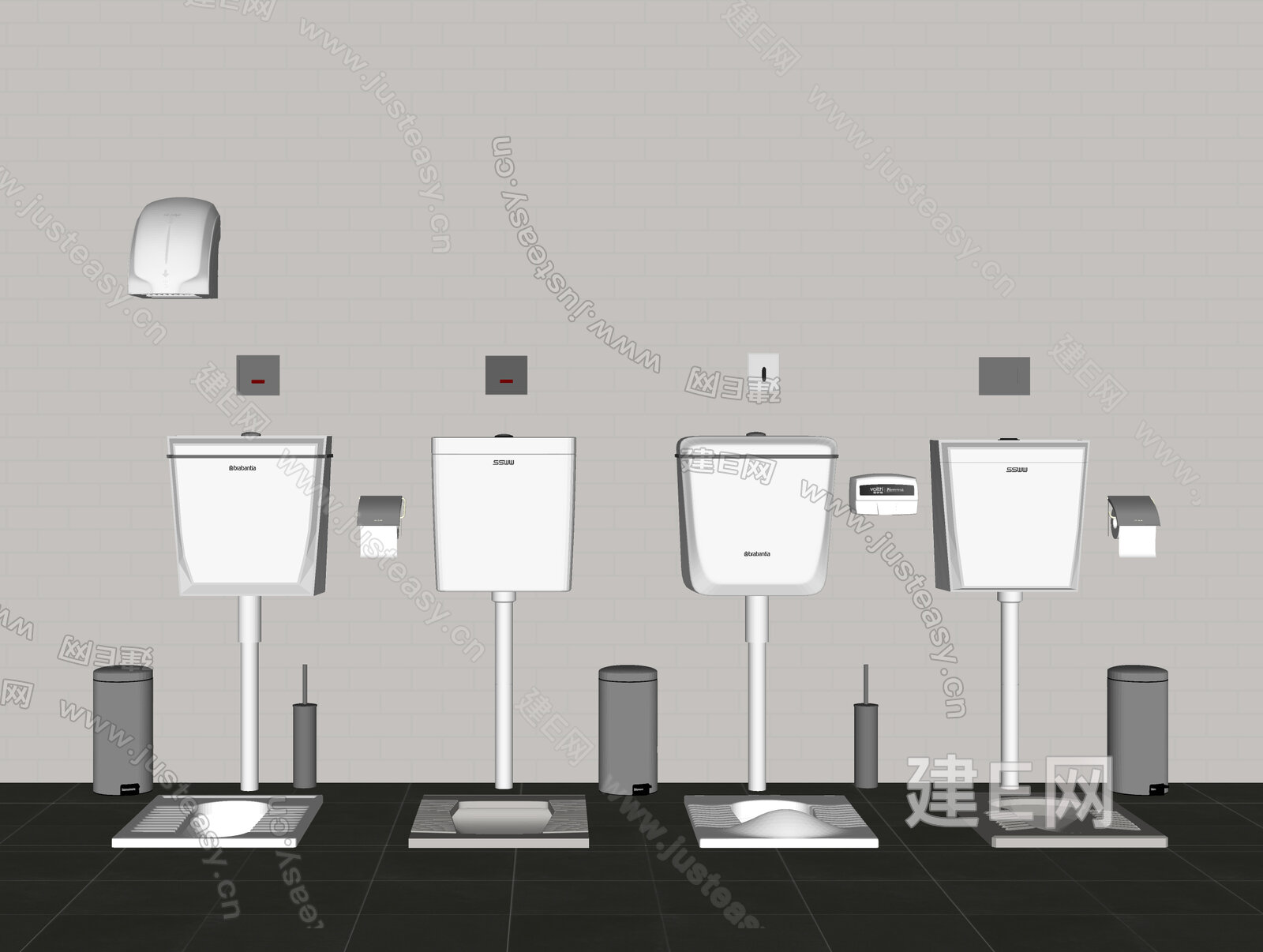 现代马桶组合蹲厕蹲坑 | 铅笔汇-高品质SU模型交流分享平台