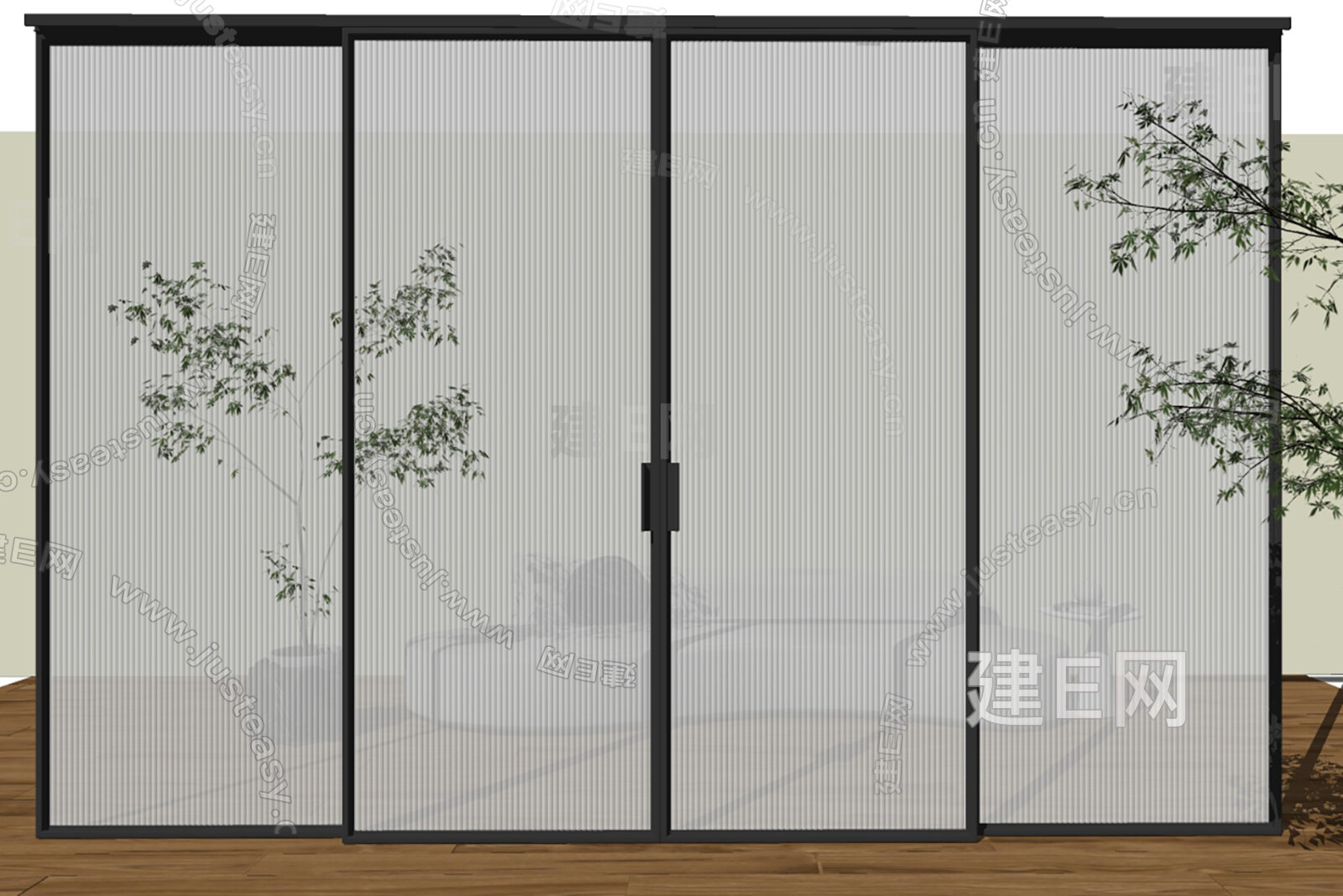 现代长虹玻璃推拉门模型SU模型下载[ID:104941530]_建e网su模型