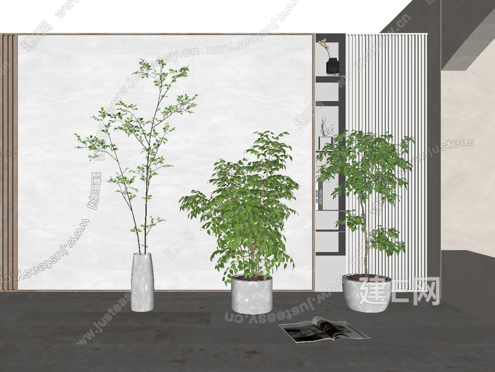 现代绿植盆栽模型SU模型下载[ID:106317666]_建e网su模型