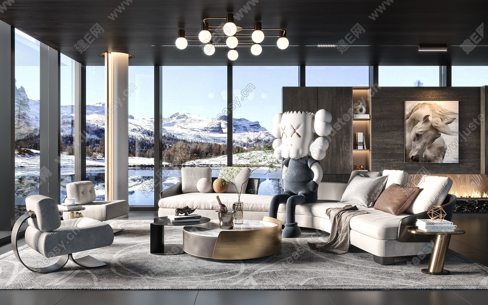 意大利 米诺提 minotti 现代客厅模型SU模型下载[ID:116409925]_建E室内设计网