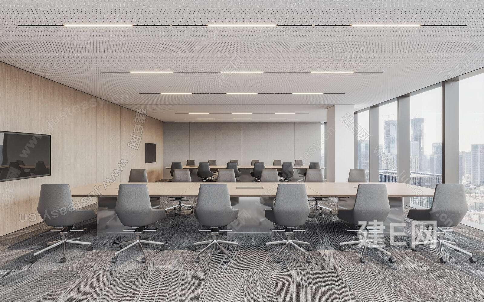 现代会议室3d模型下载[ID:108875666]_建e网3d模型