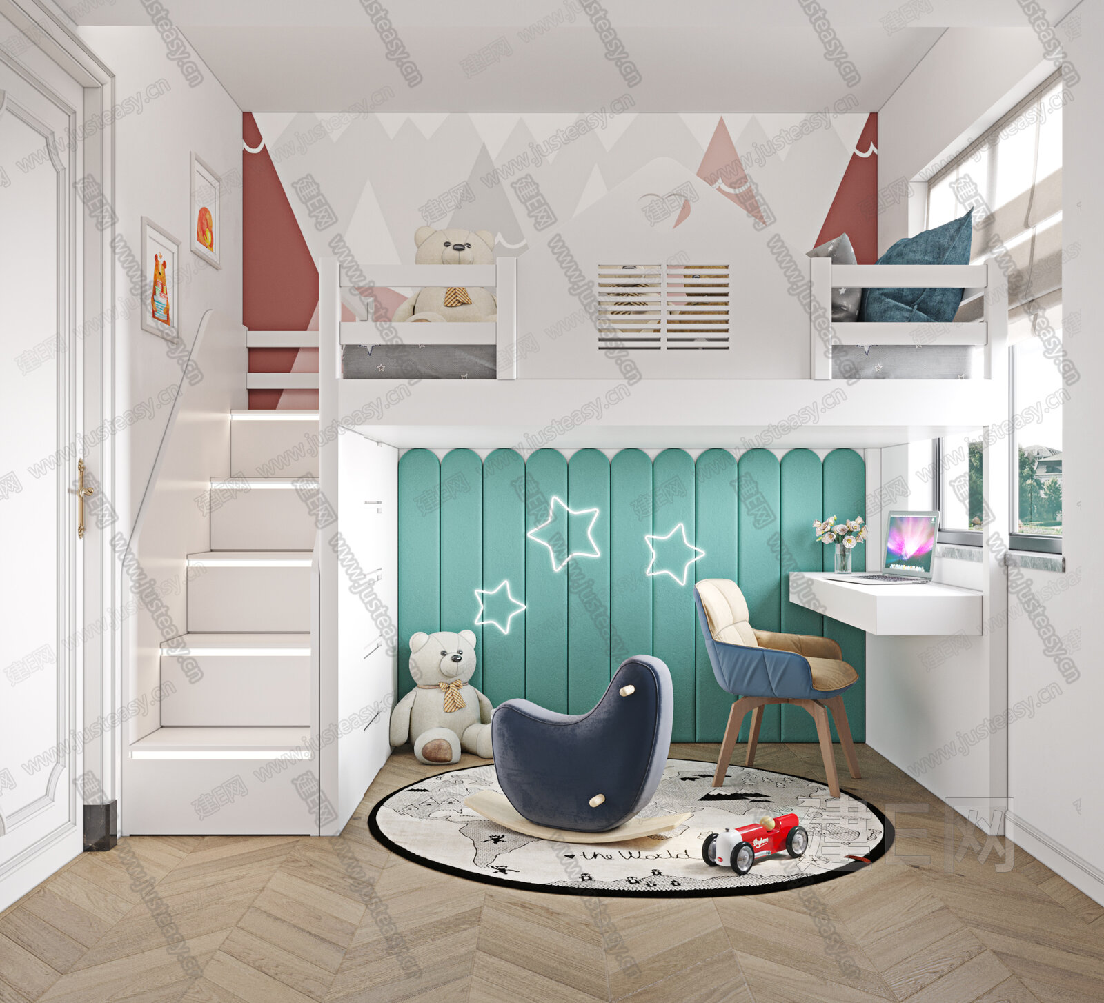 北欧儿童房3d模型下载