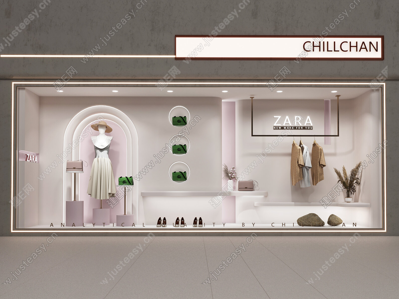 服装店橱窗3d模型下载