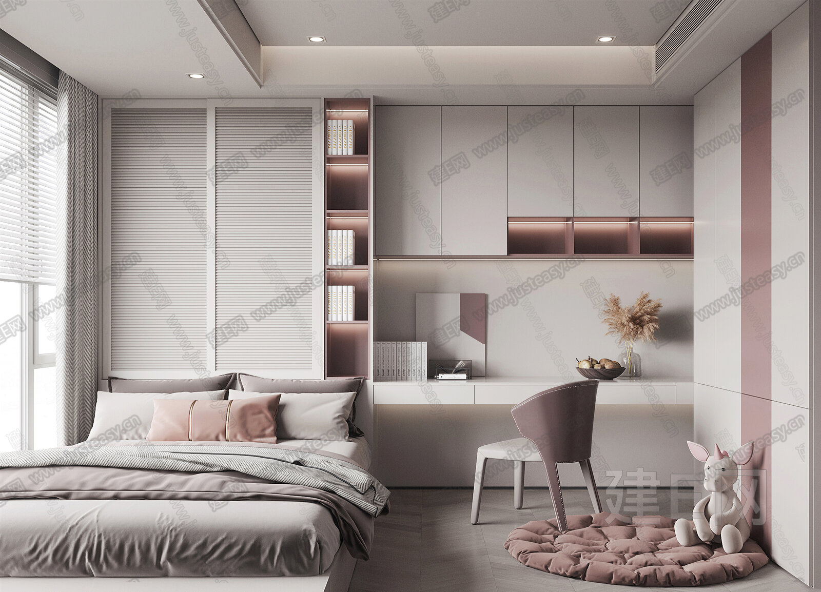 现代榻榻米卧室模型SU模型下载[ID:116868803]_建E室内设计网