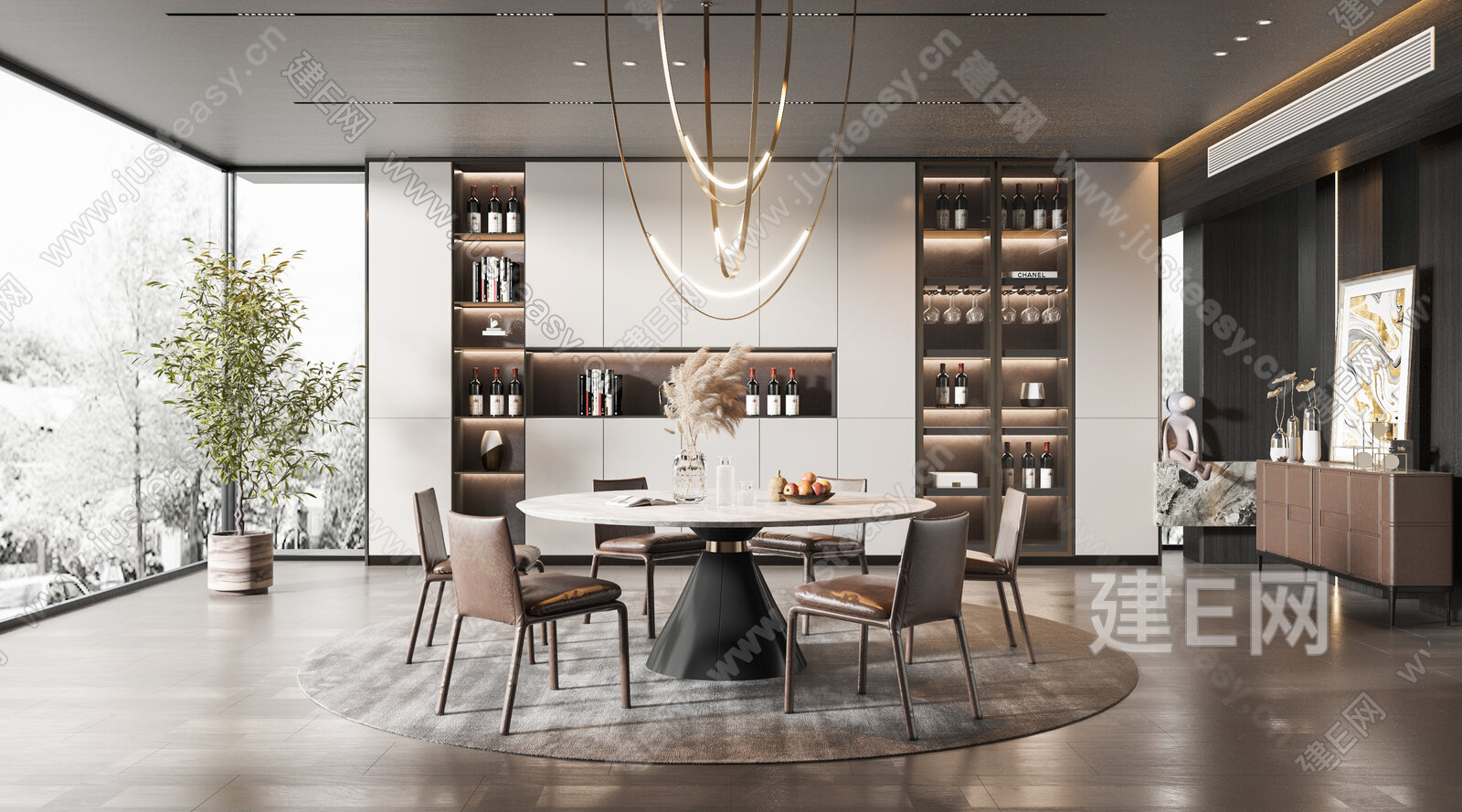 现代餐厅模型SU模型下载[ID:116672043]_建e网su模型