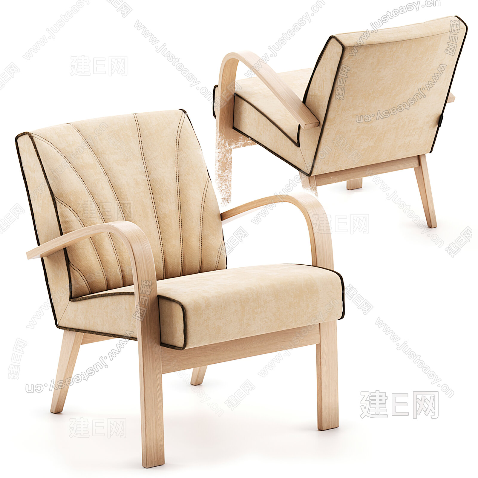 意大利 Busnelli 现代单人沙发 3d模型