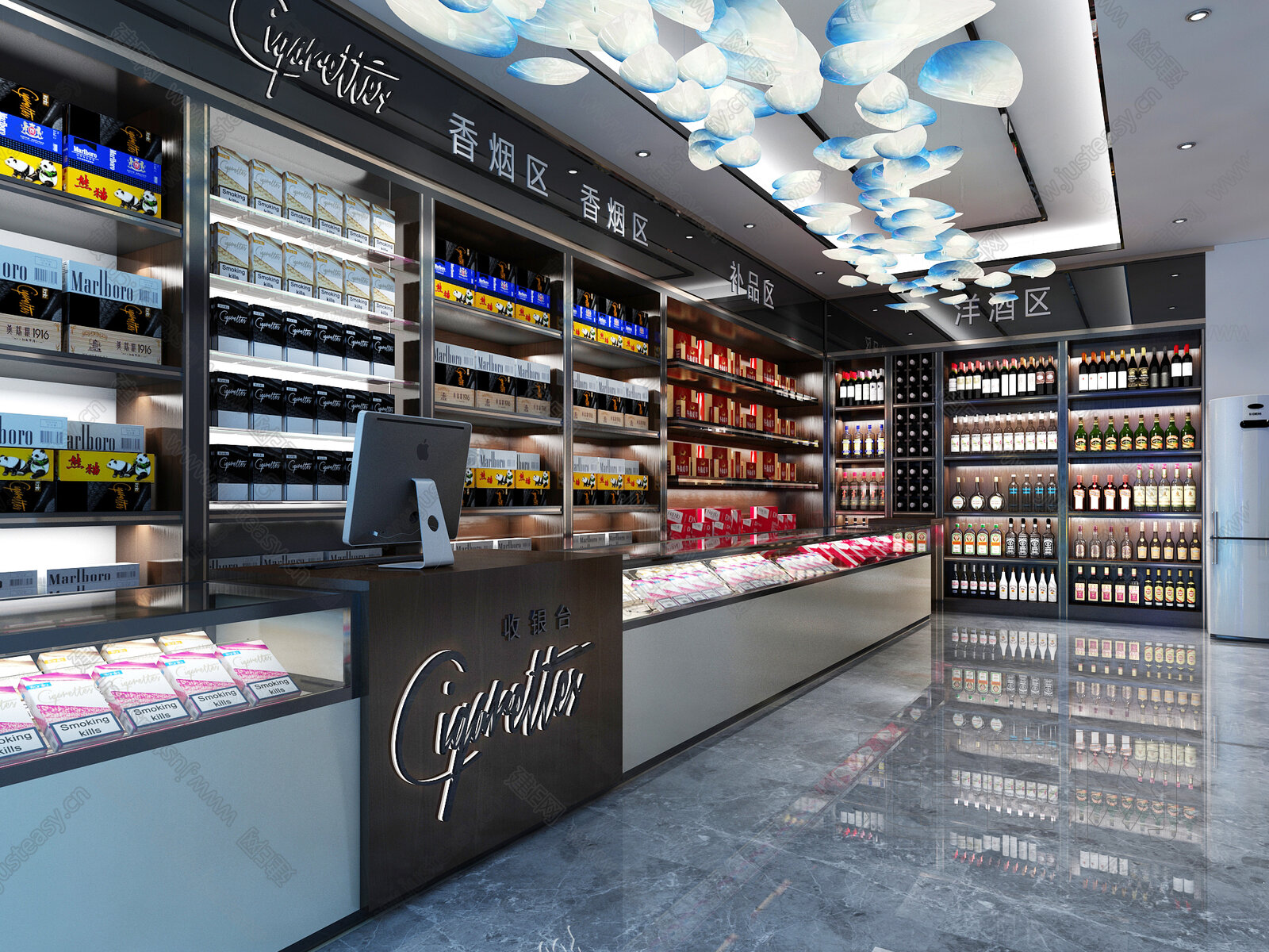 【现代烟酒店3d模型】建E网_现代烟酒店3d模型下载[ID:103042836]_打造3d现代烟酒店模型免费下载平台