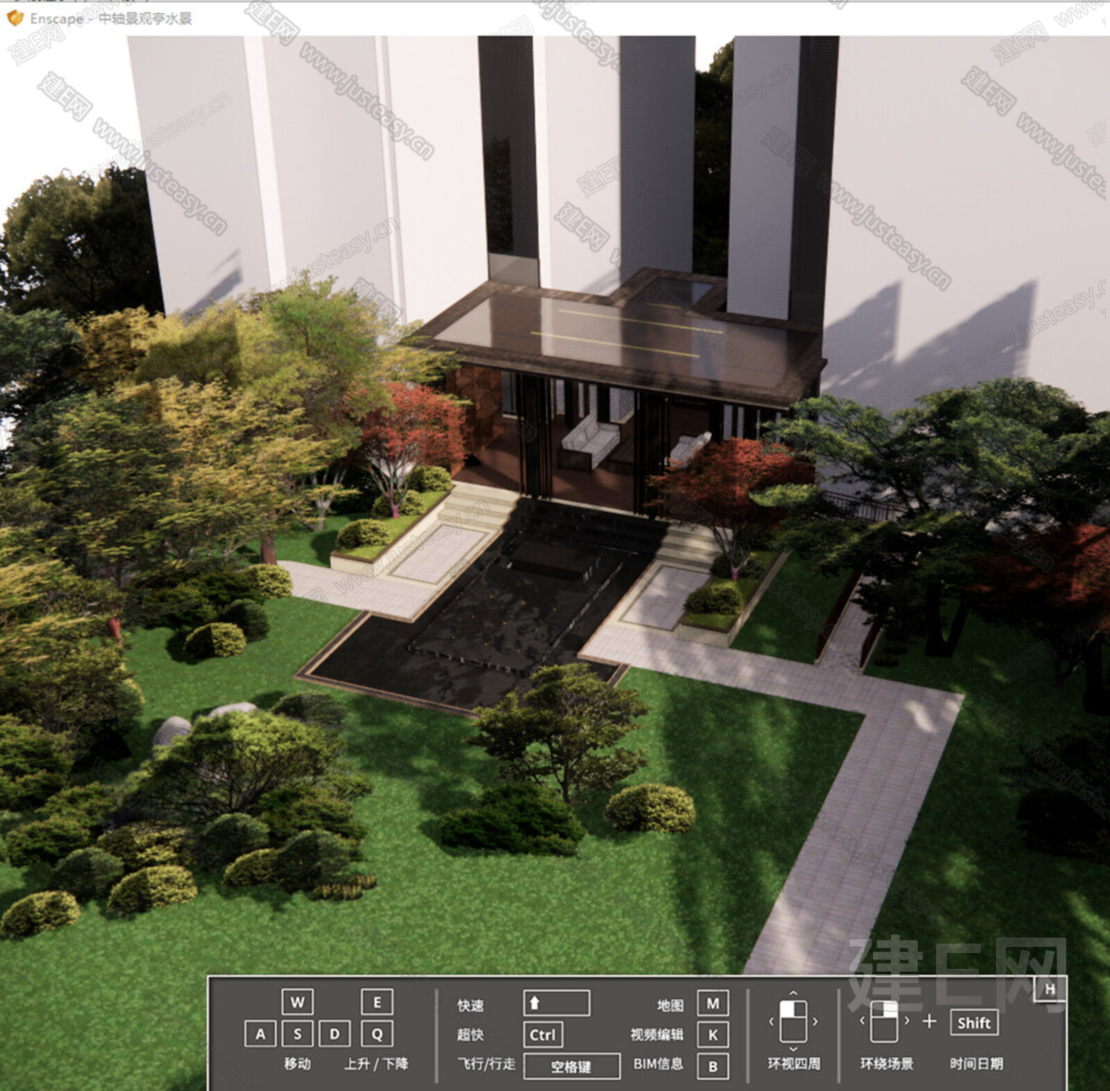 新中式景观廊架模型SU模型下载[ID:107628480]_建e网su模型