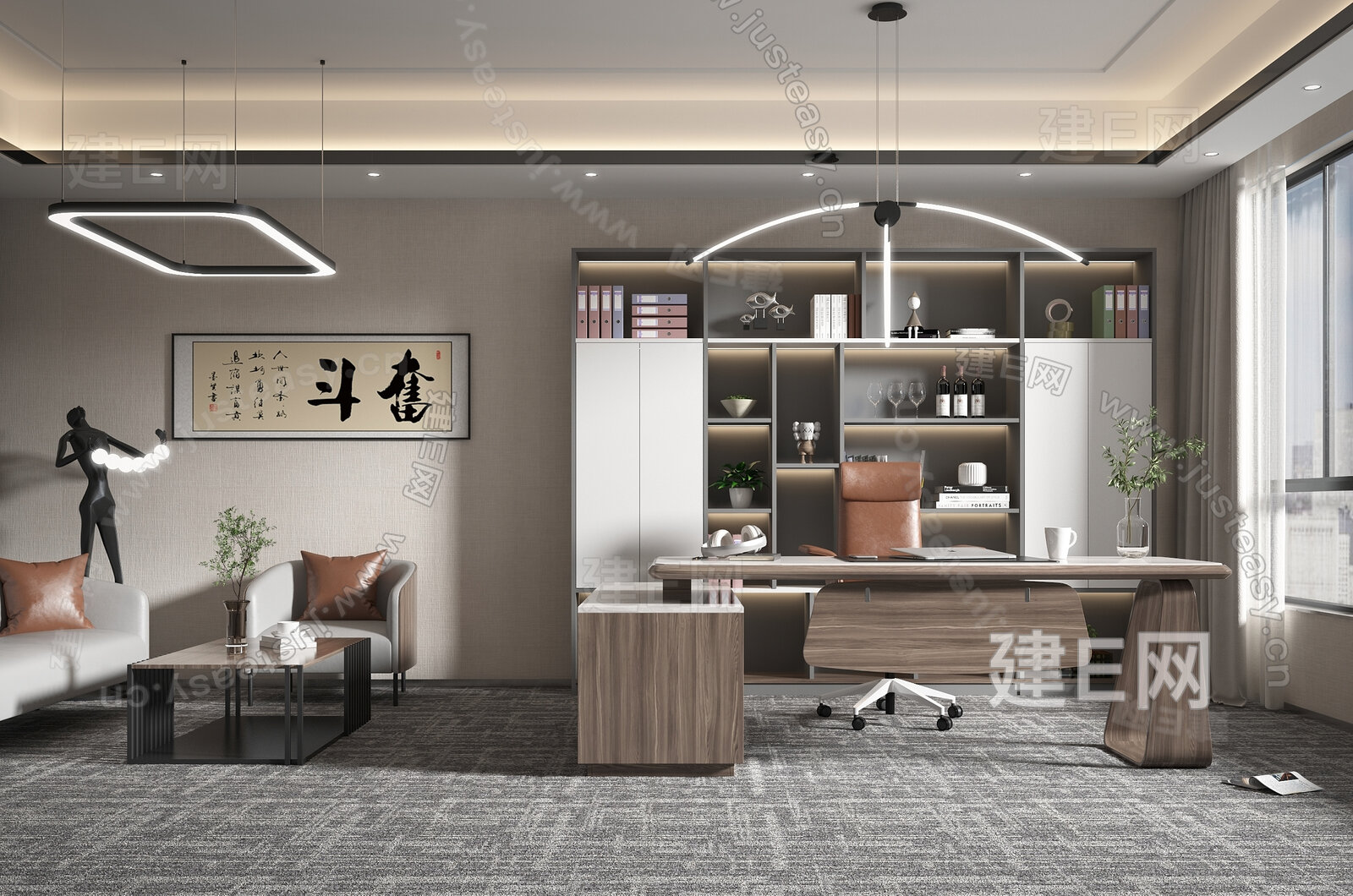 新中式办公室3d模型