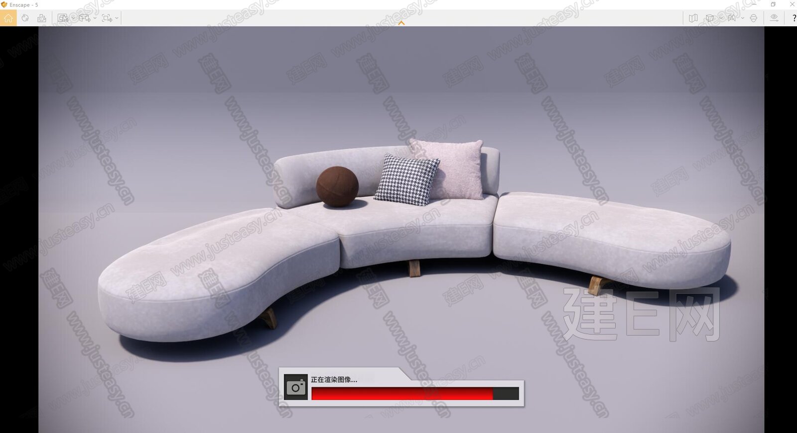 现代弧形沙发 布艺模型SU模型下载[ID:108939255]_建e网su模型