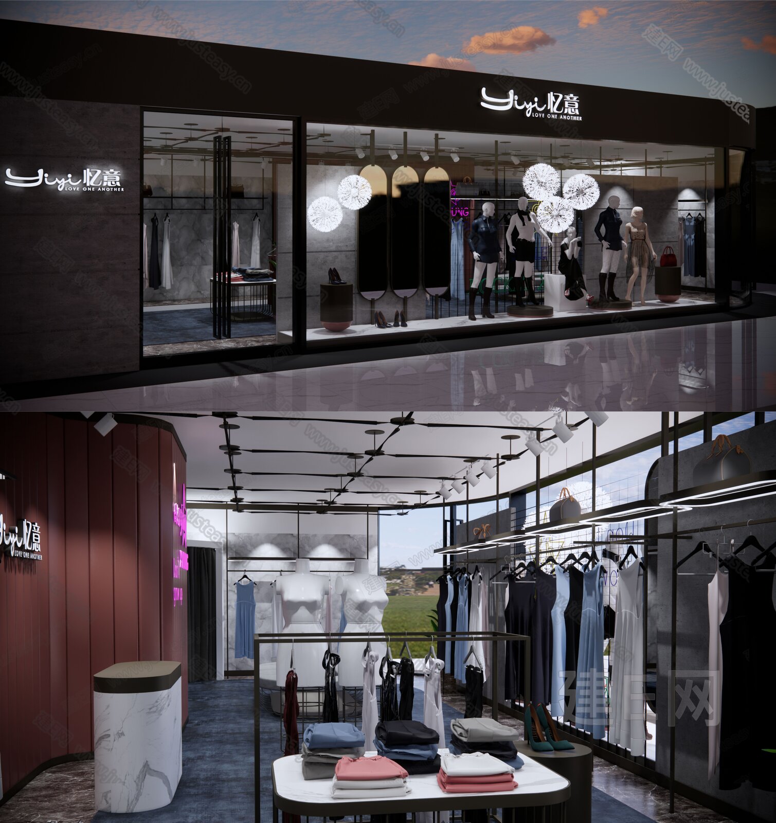 现代服装店门头模型SU模型下载[ID:101140324]_建e网su模型
