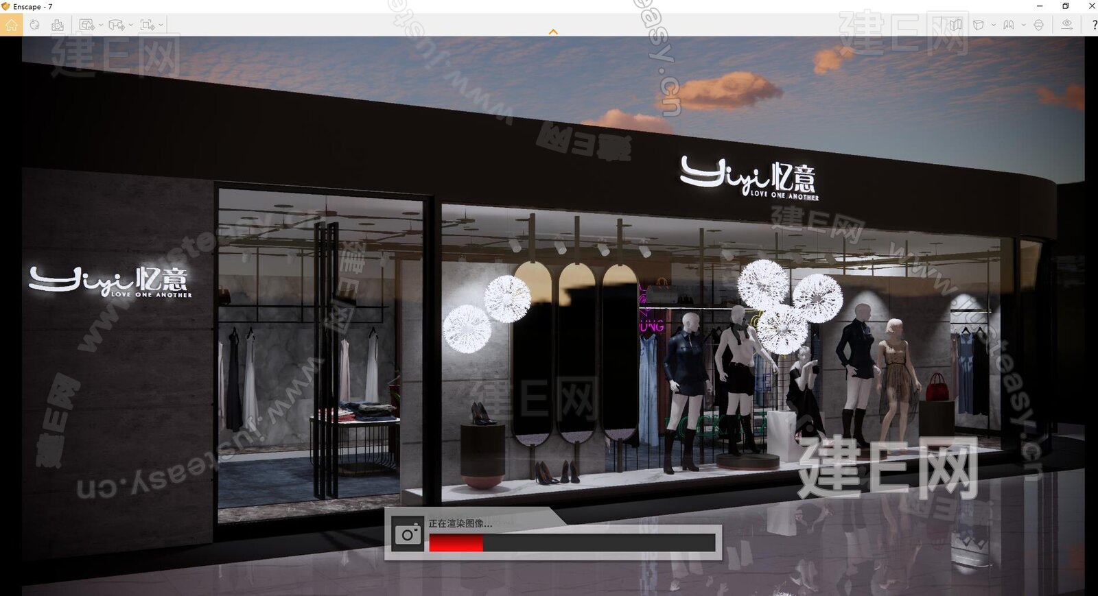 现代服装店门头模型SU模型下载[ID:101140324]_建e网su模型