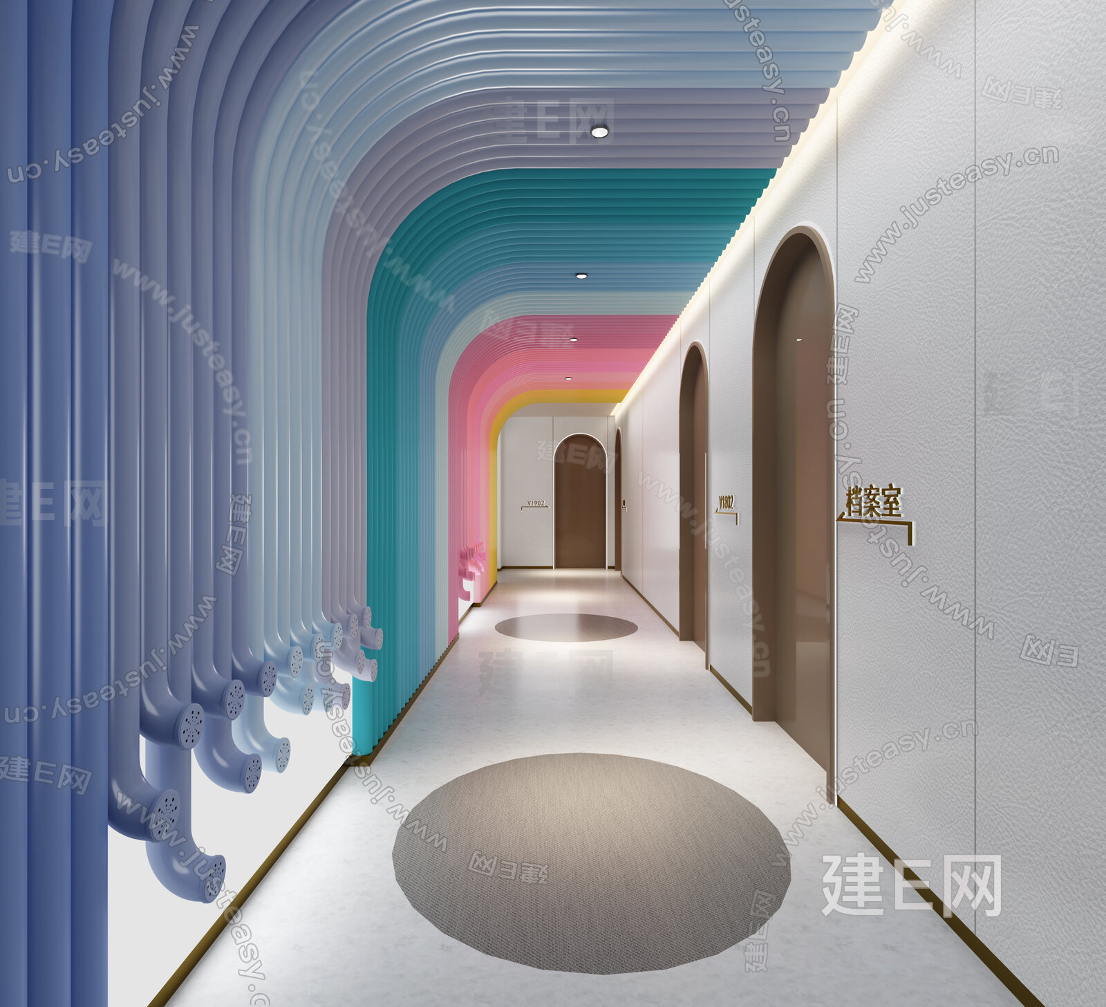 现代办公室过道3d模型下载[ID:115363668]_建e网3d模型
