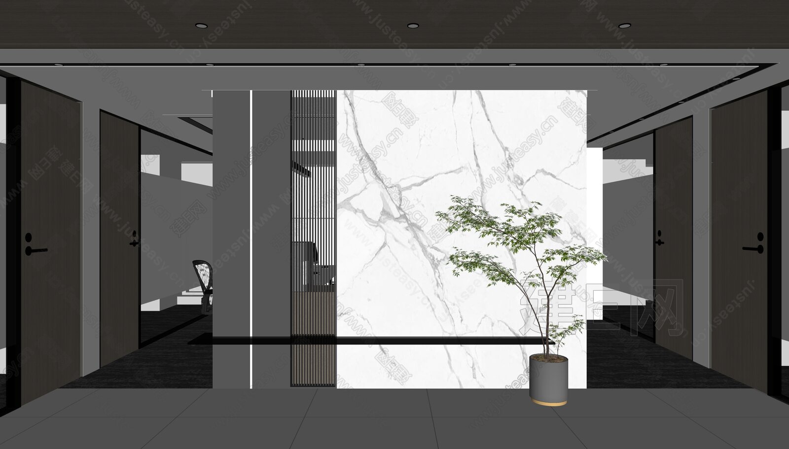 现代公司过道模型SU模型下载[ID:100681562]_建e网su模型