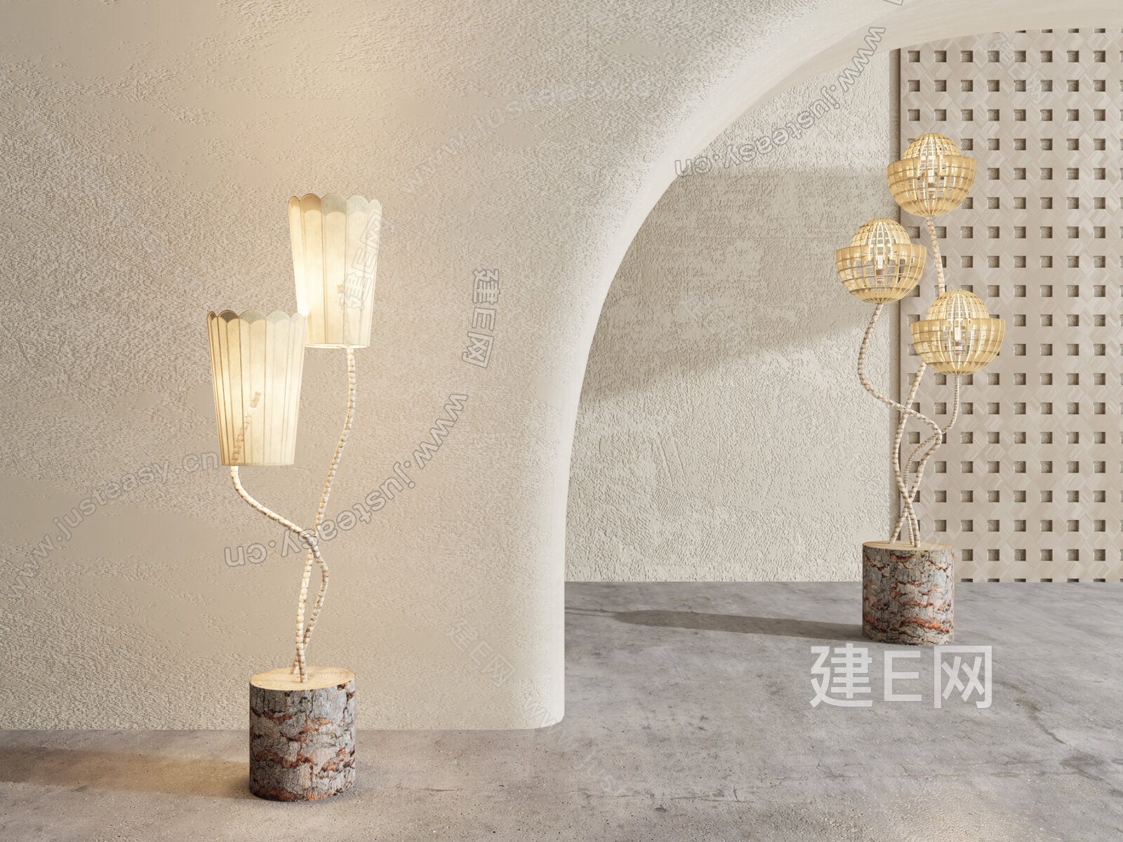 侘寂风落地灯模型SU模型下载[ID:101664512]_建e网su模型