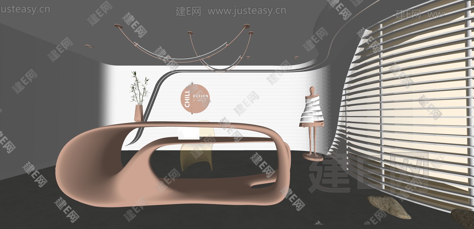现代公司前台模型SU模型下载[ID:102123514]_建e网su模型