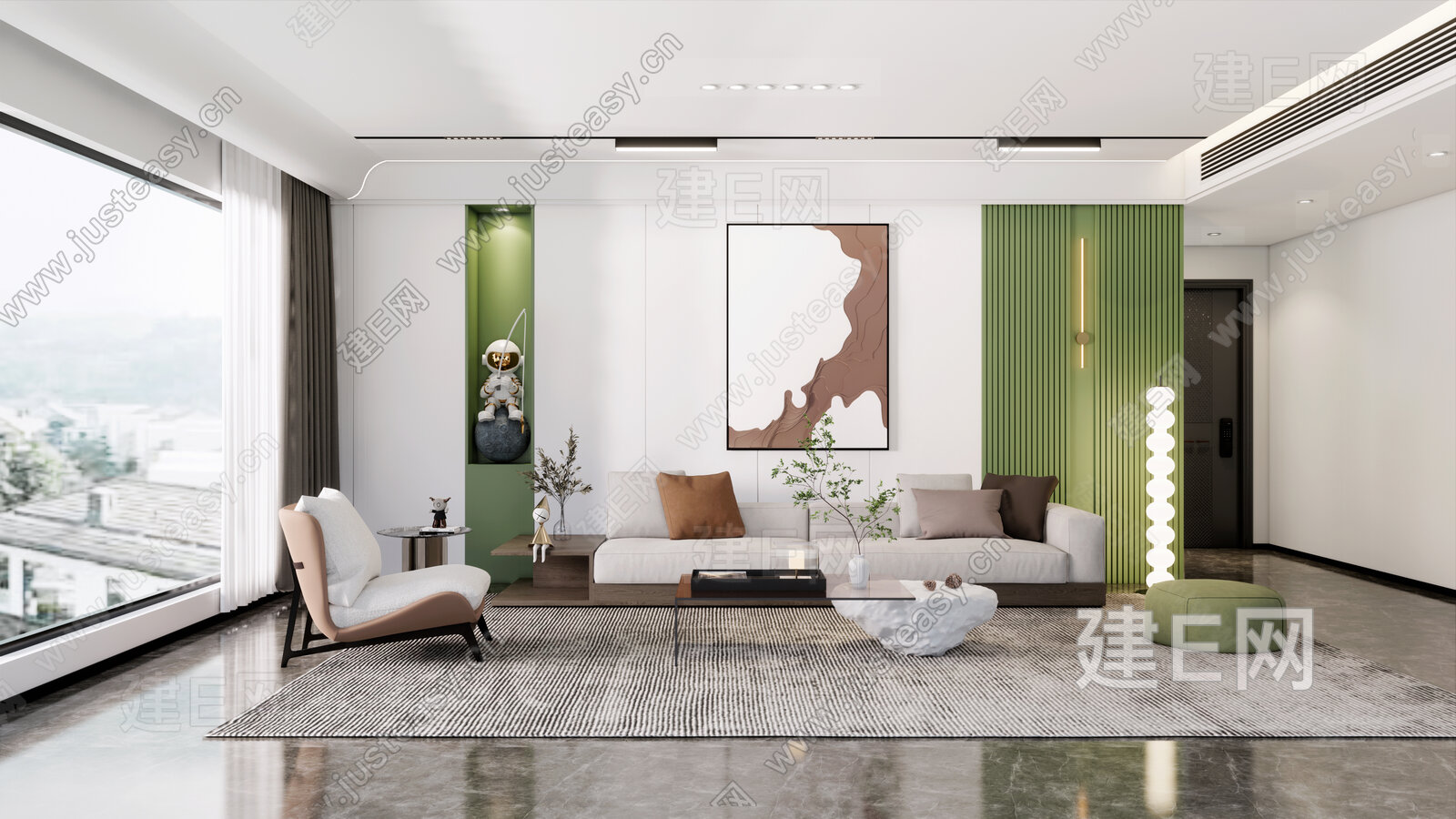 现代客厅模型SU模型下载[ID:101795795]_建e网su模型