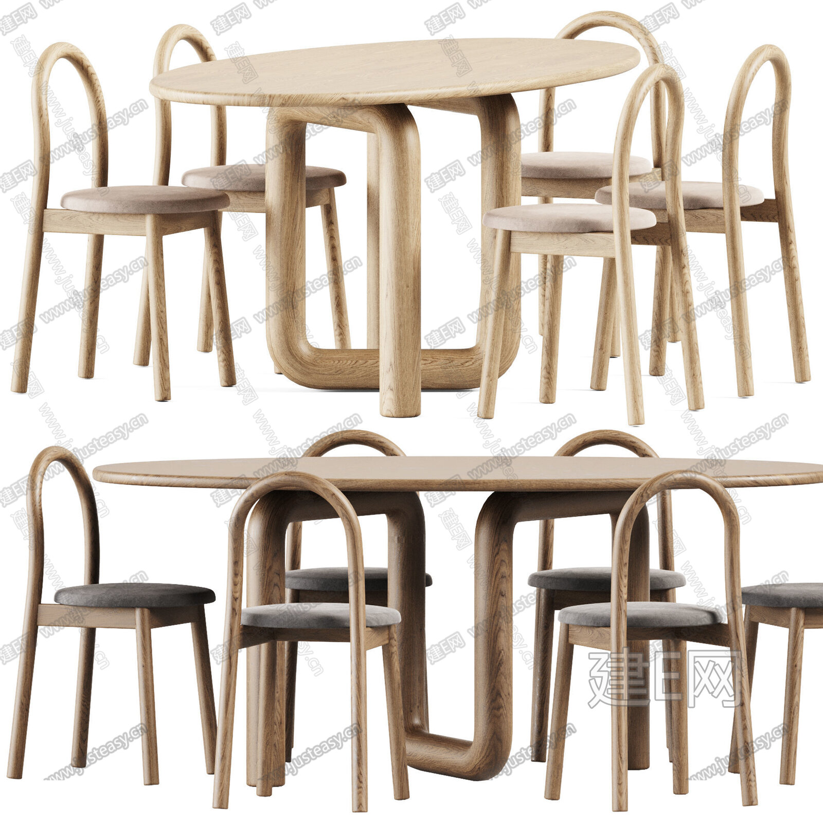 侘寂风餐桌椅3d模型下载