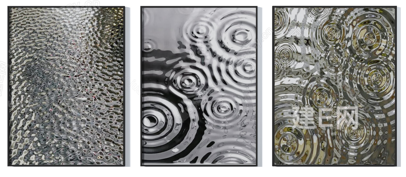 现代水波纹挂画3d模型下载