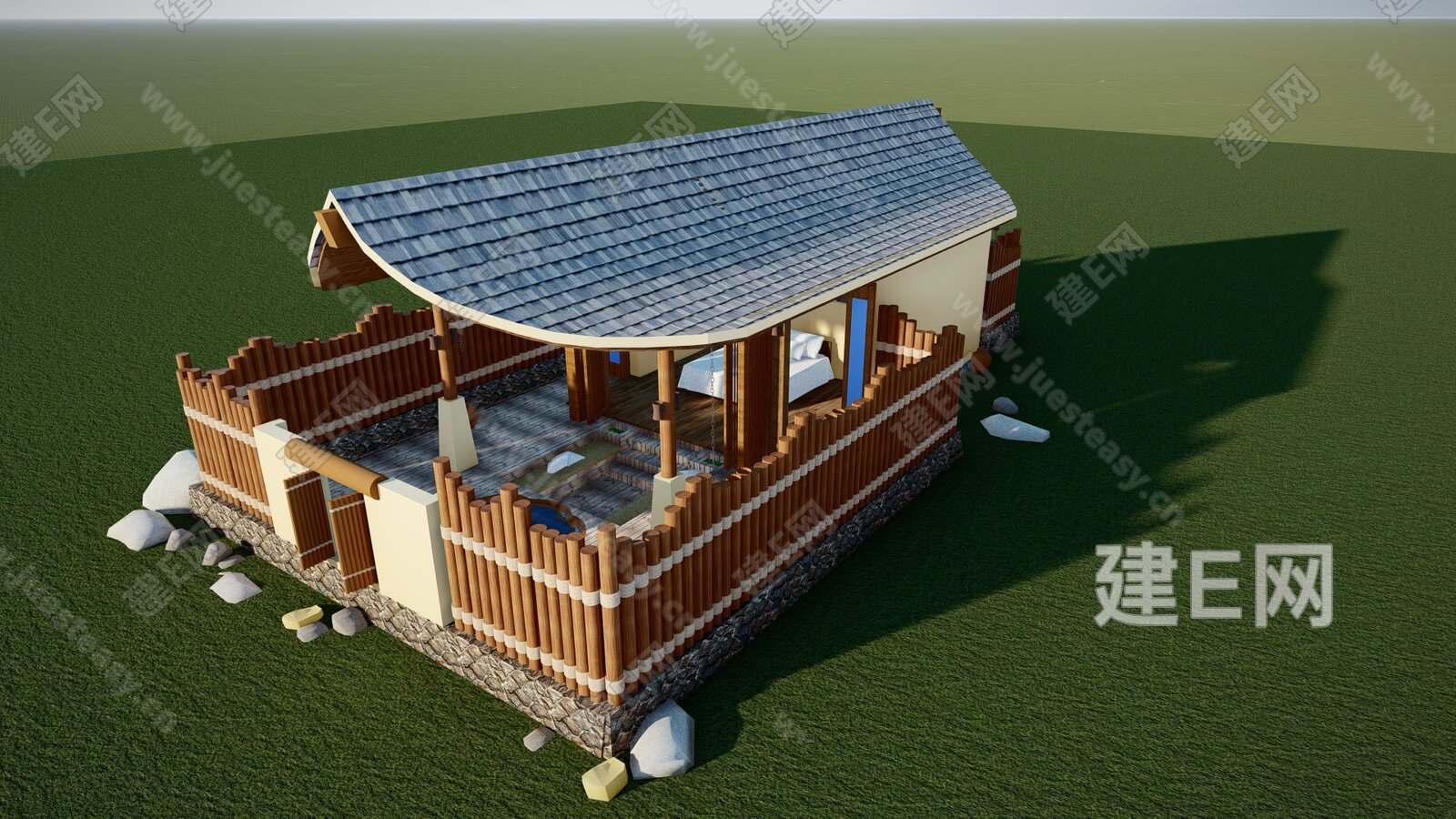 中式理疗室模型SU模型下载[ID:103761882]_建e网su模型