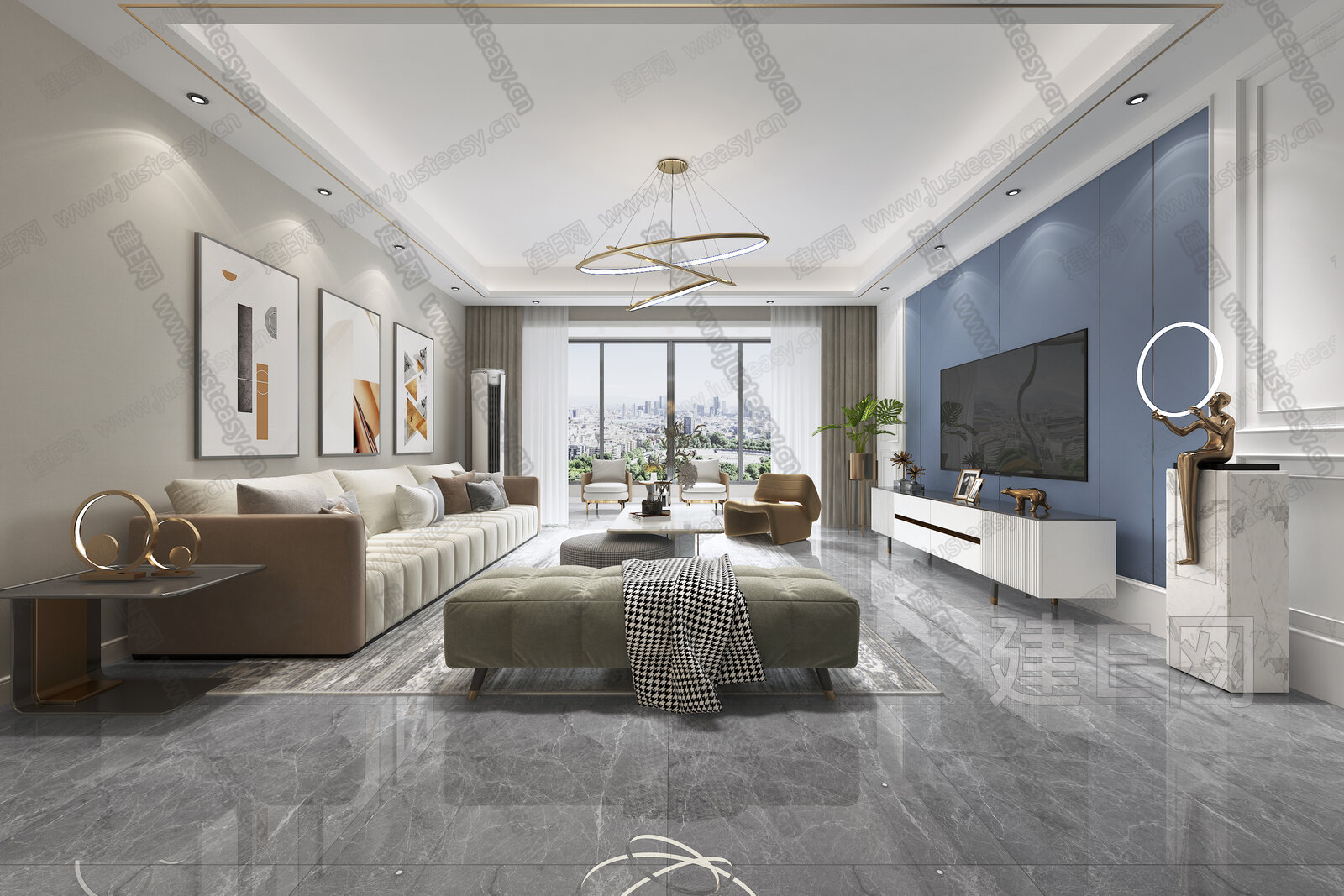 【新中式客厅3d模型】建e网_新中式客厅3d模型下载[ID:111890322]_打造3d新中式客厅模型免费下载平台