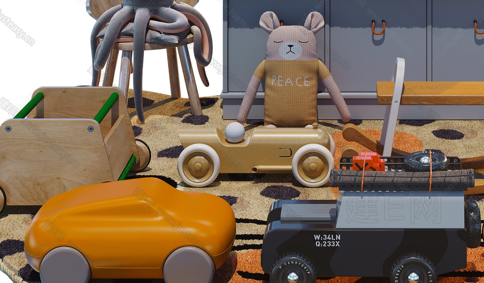 现代儿童汽车玩具3d模型下载