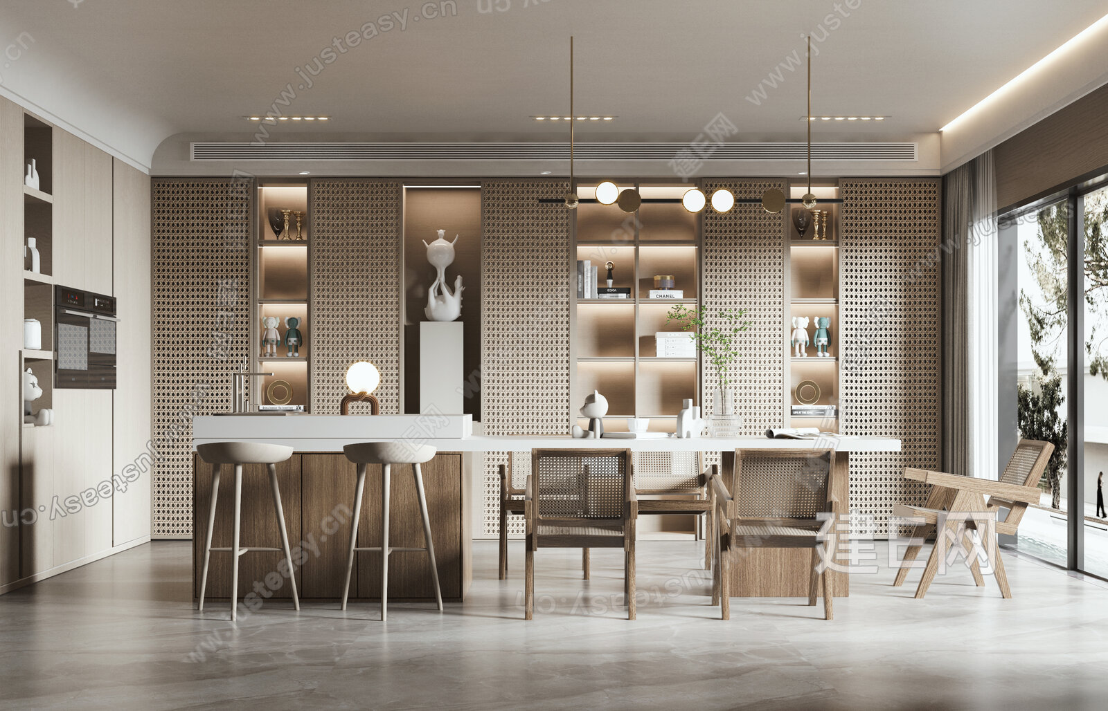 侘寂风餐厅模型SU模型下载[ID:114378447]_建e网su模型