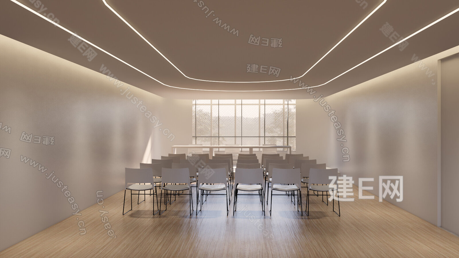 现代多功能会议室模型SU模型下载[ID:103434063]_建e网su模型
