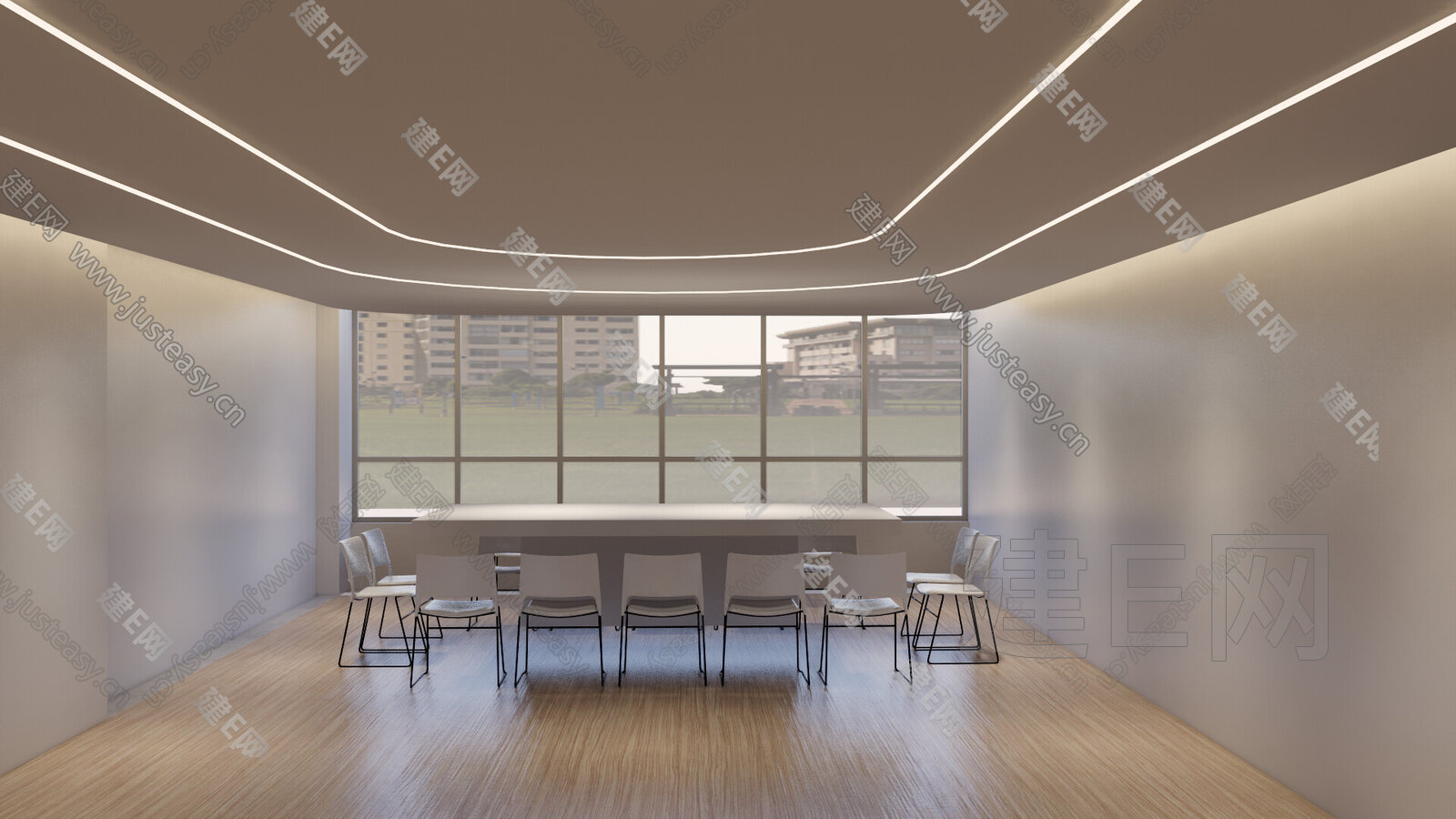 现代多功能会议室模型SU模型下载[ID:103434063]_建e网su模型