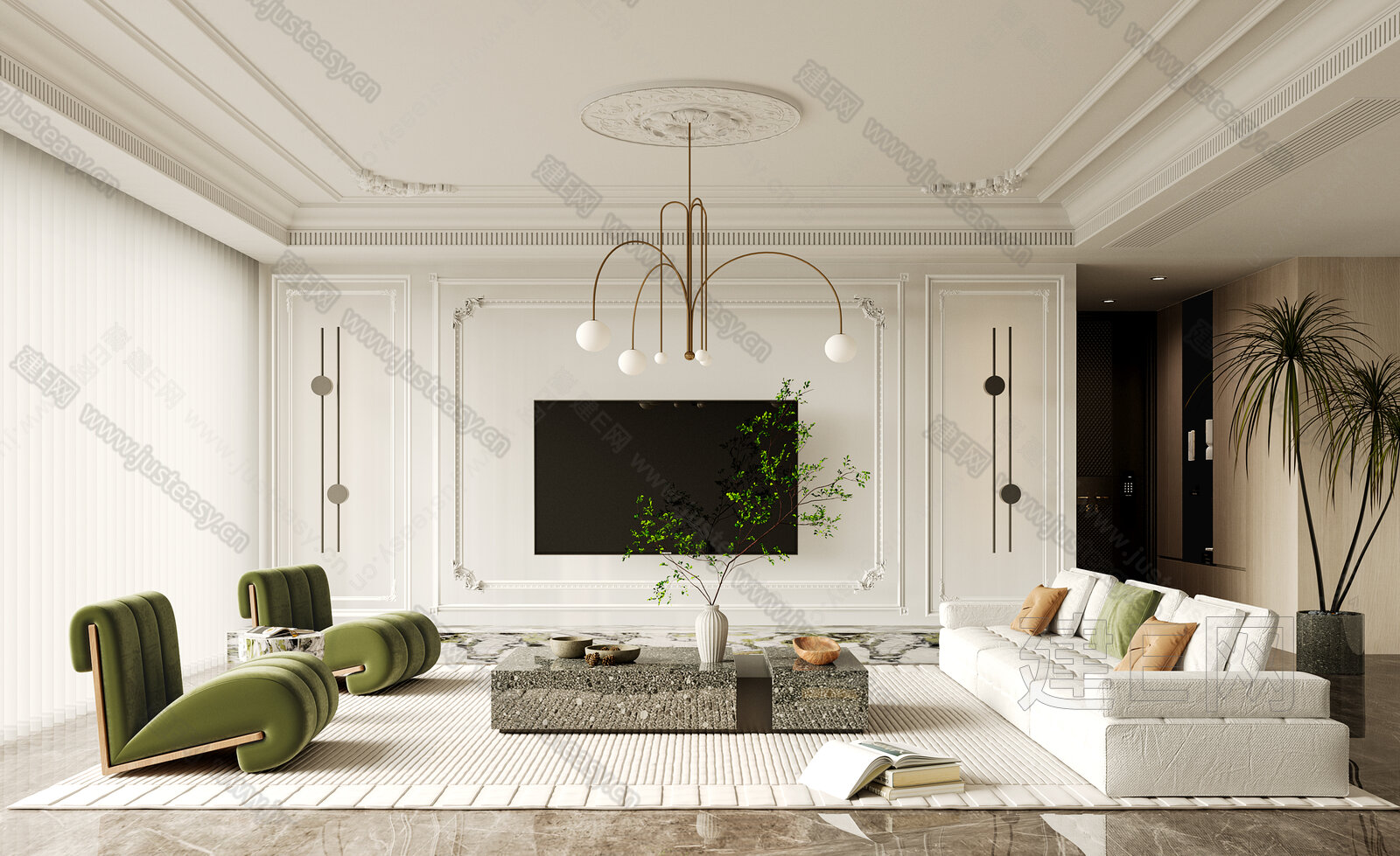 法式客厅3d模型下载