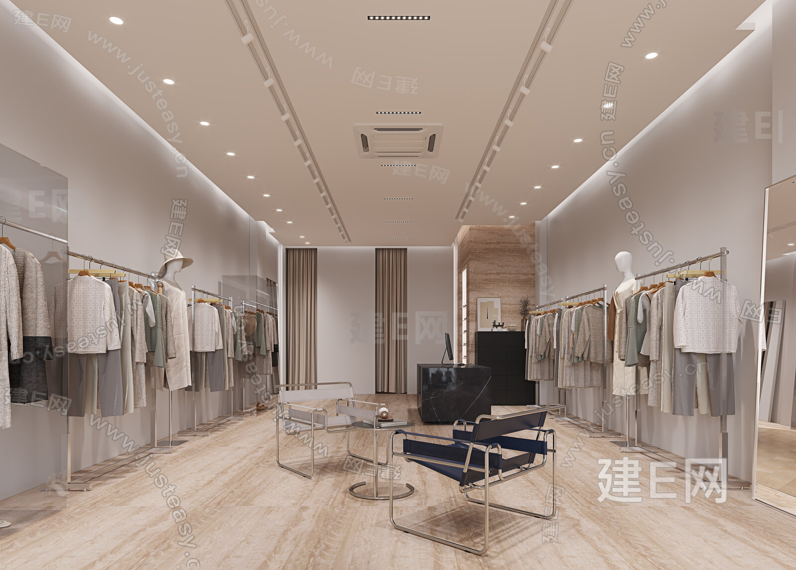现代服装店3d模型下载