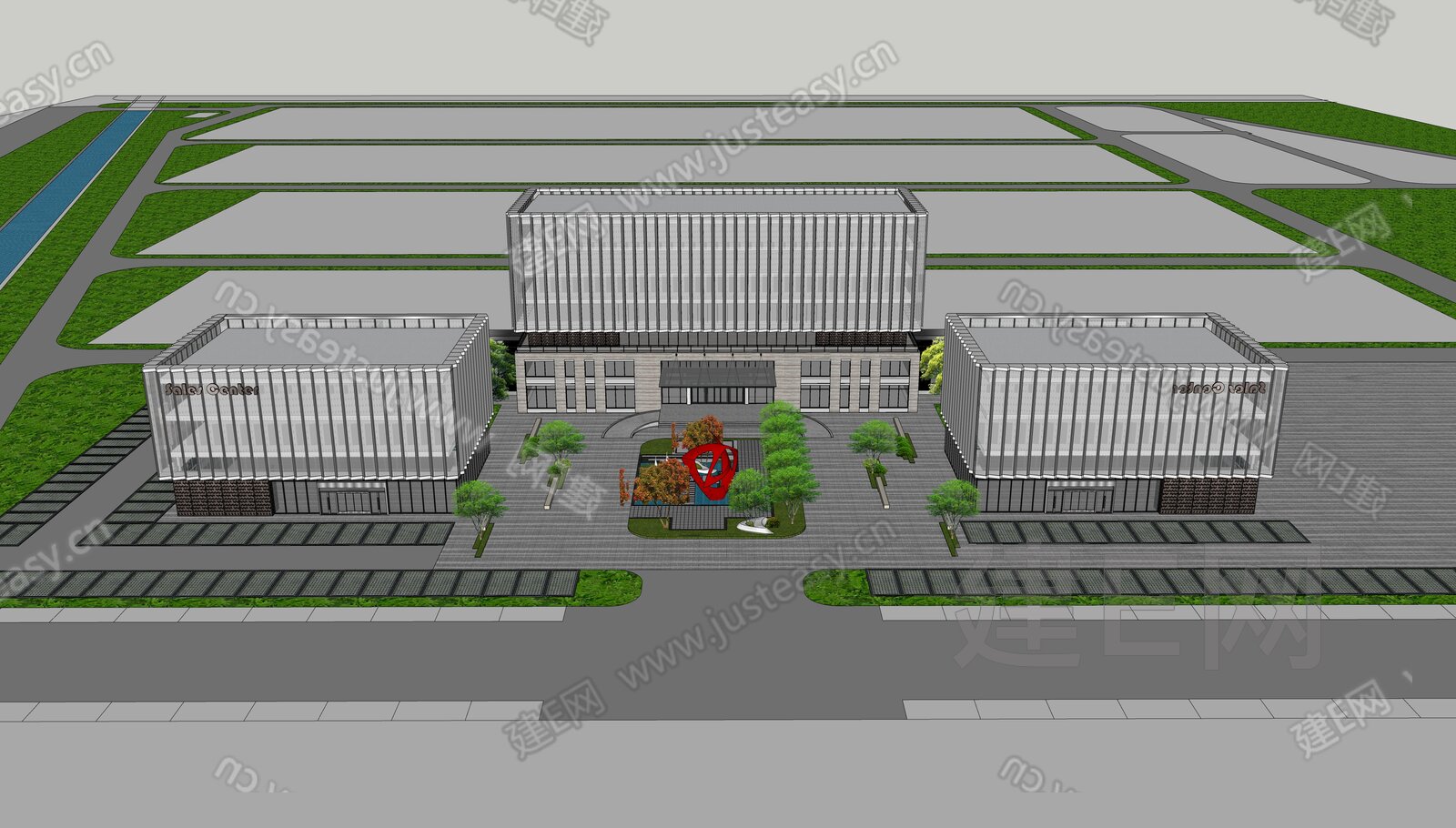 现代办公楼模型SU模型下载[ID:104154976]_建e网su模型