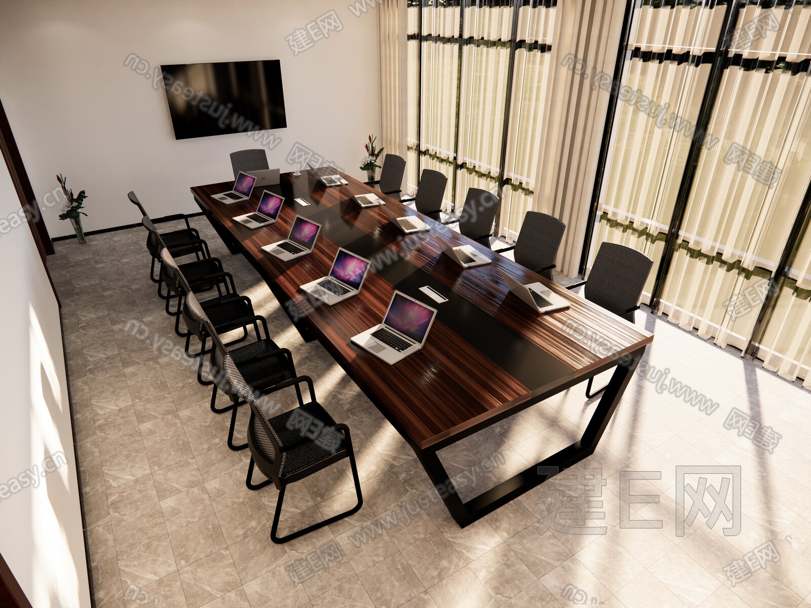 现代会议室模型SU模型下载[ID:104286089]_建e网su模型