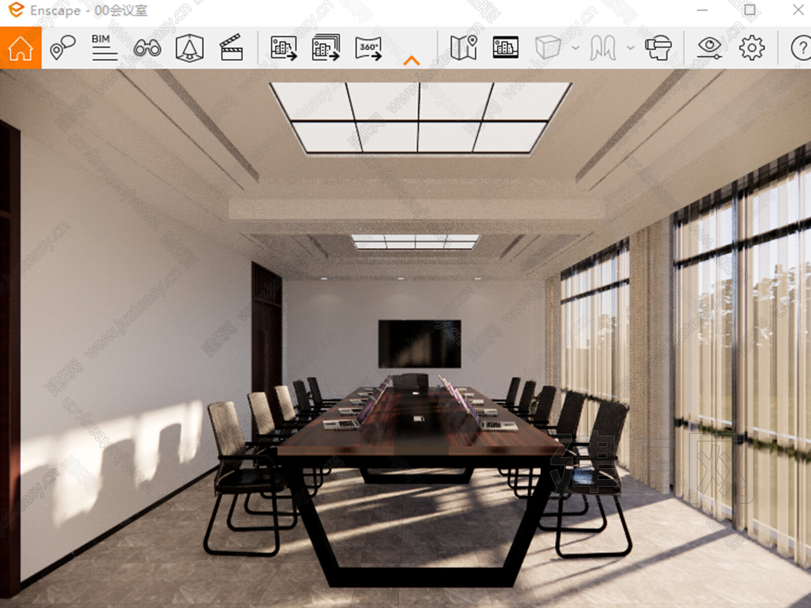现代会议室模型SU模型下载[ID:104286089]_建e网su模型