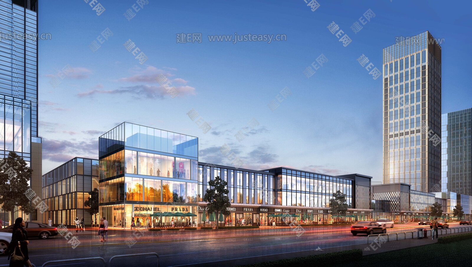 现代沿街商业3d模型下载