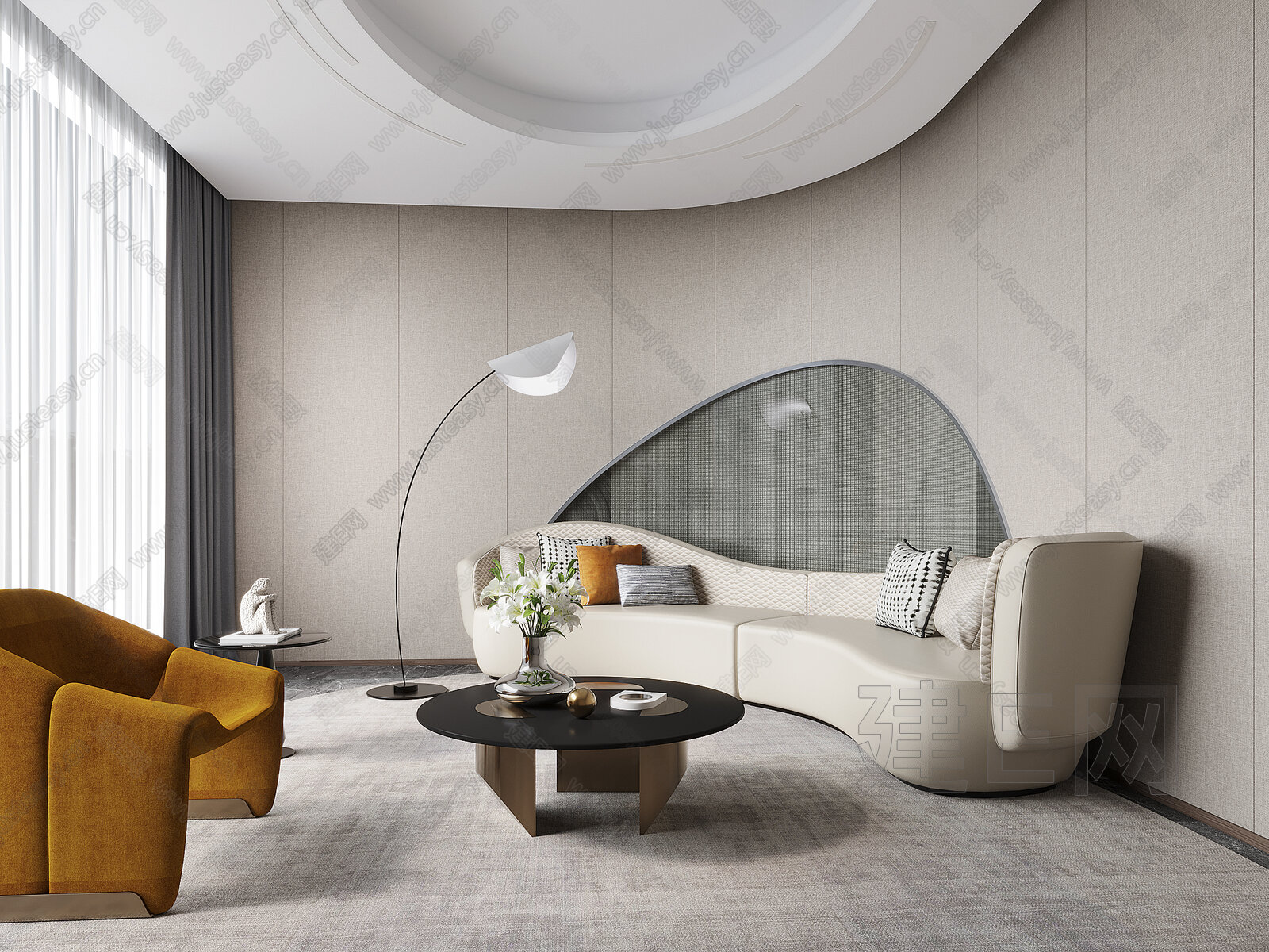 现代客厅3d模型下载