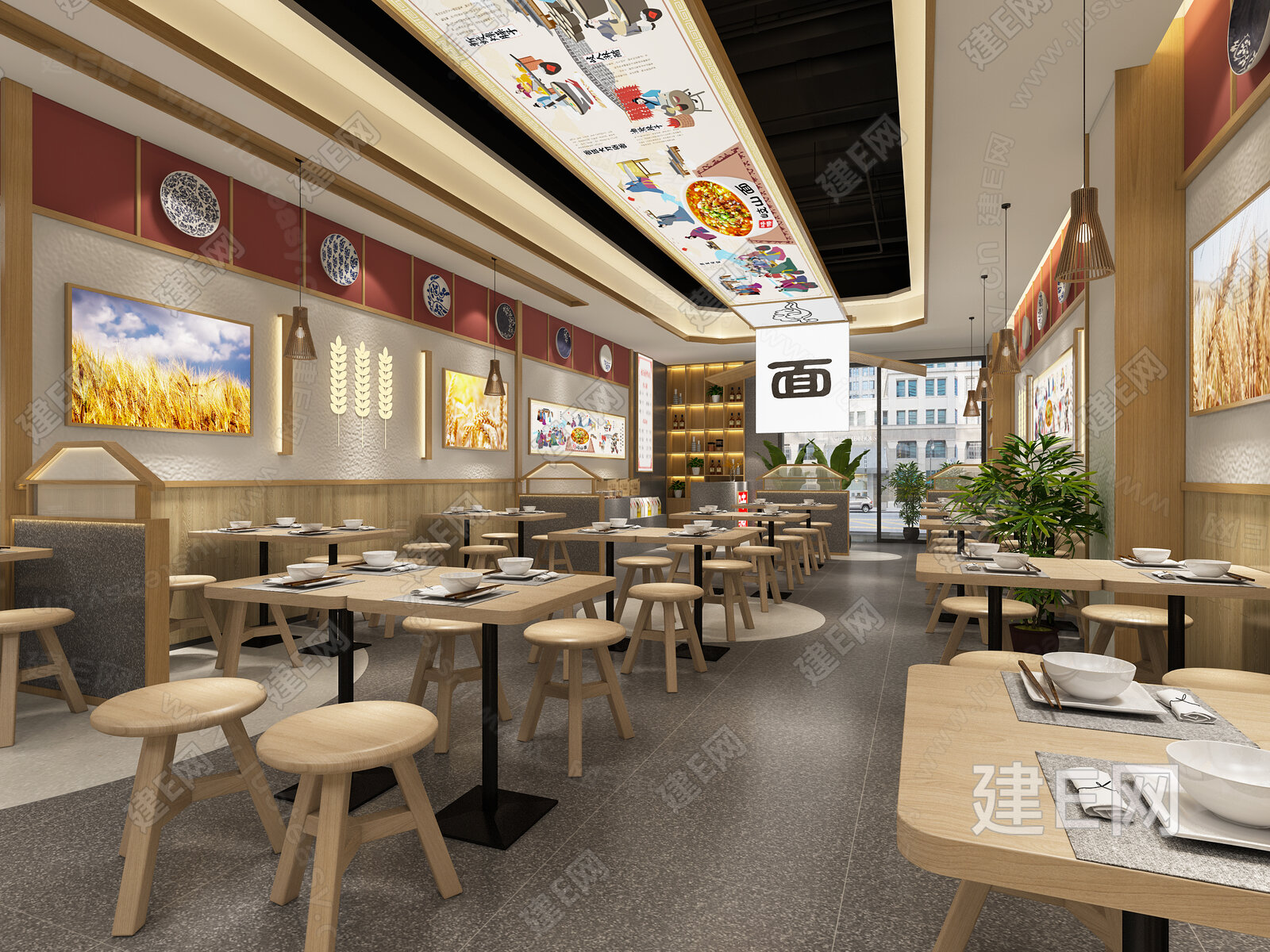 新中式快餐厅3d模型下载_3d新中式快餐厅模型下载_3d