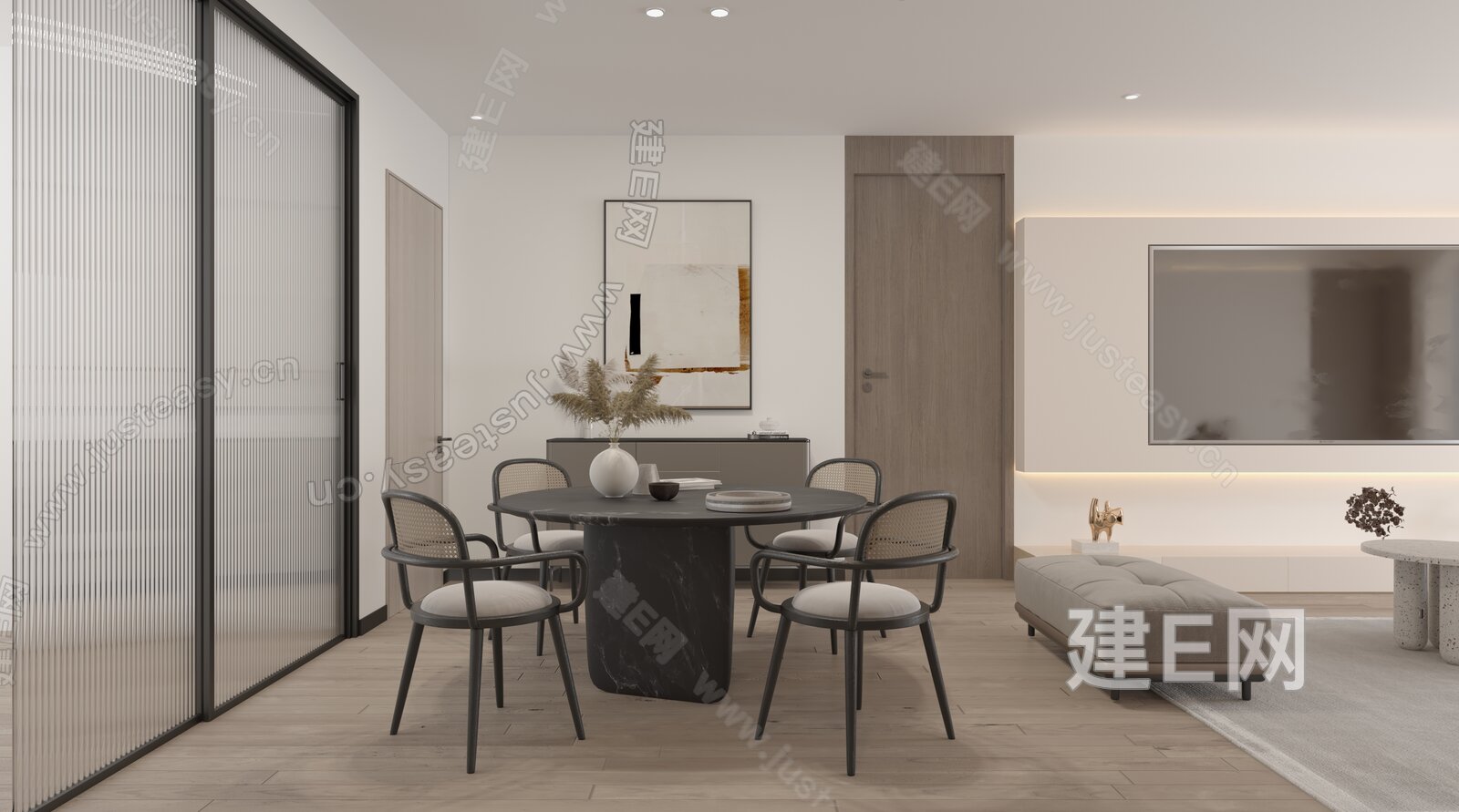 现代客餐厅3d模型下载[ID:107368162]_建e网3d模型