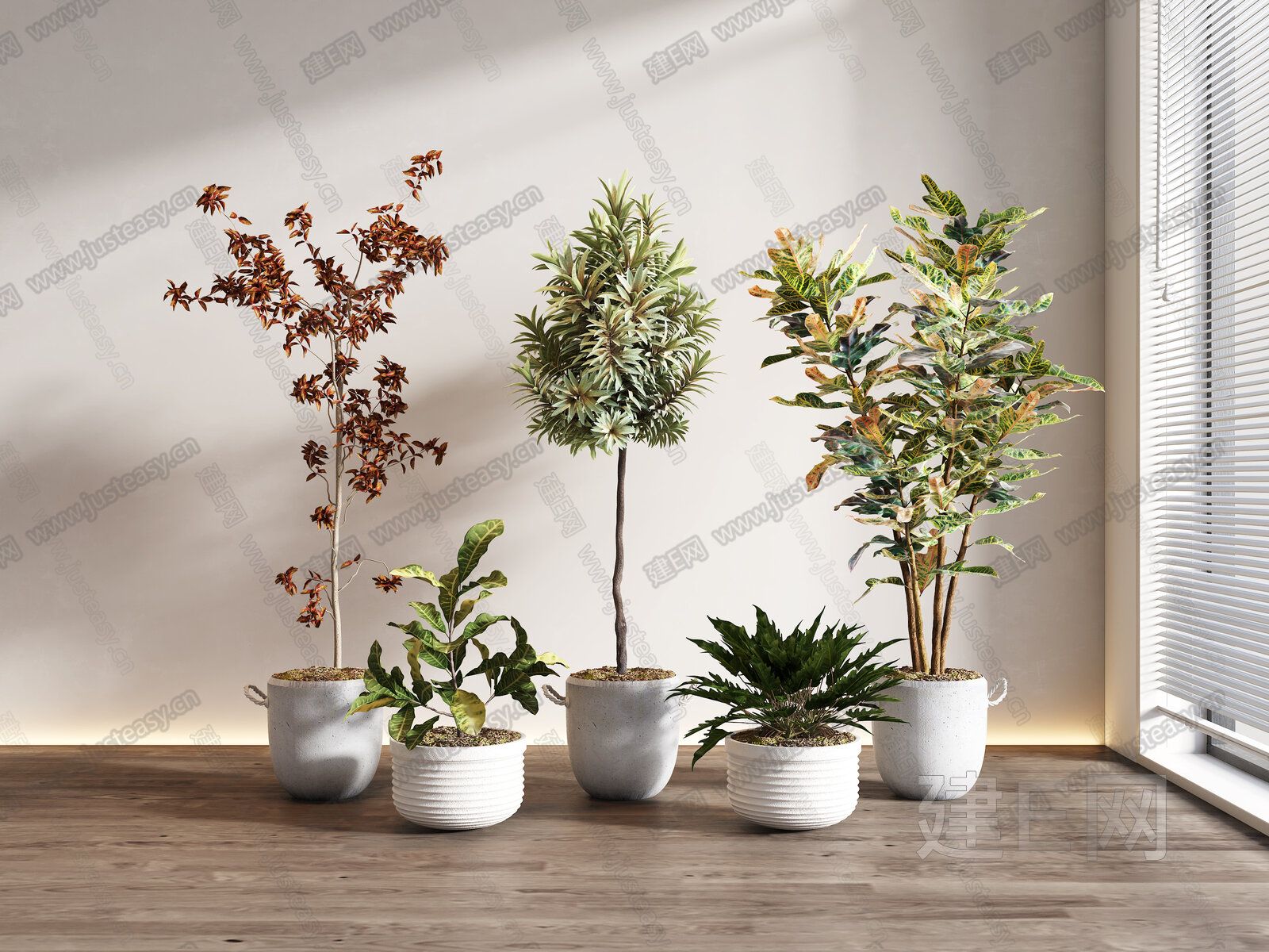 现代绿植盆栽3d模型下载[ID:107630150]_建e网3d模型