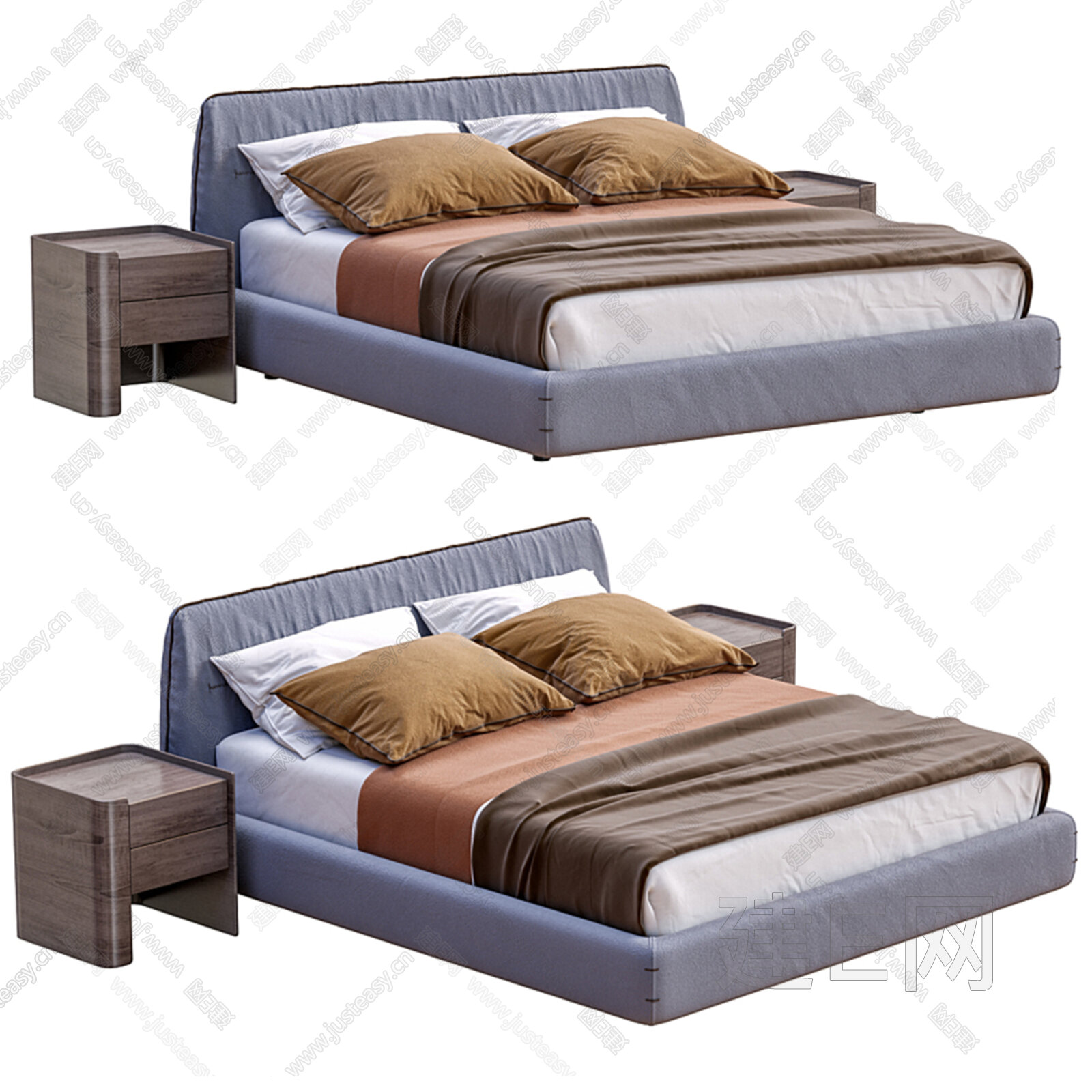 Poliform 现代双人床模型SU模型下载[ID:113461666]_建E室内设计网
